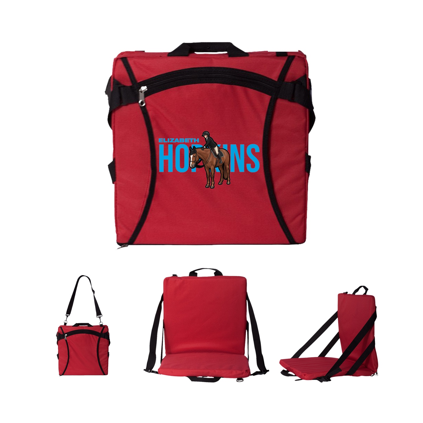 Folding Stadium Seat — Player Name in Red