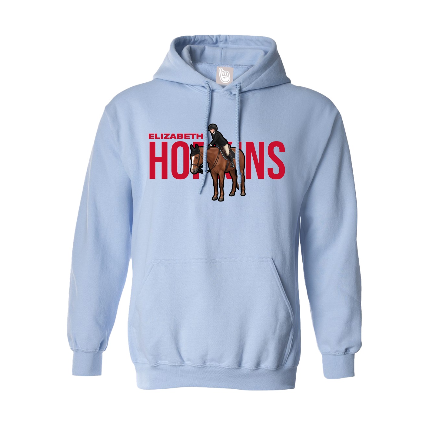 Hoodie — Player Name in Light Blue