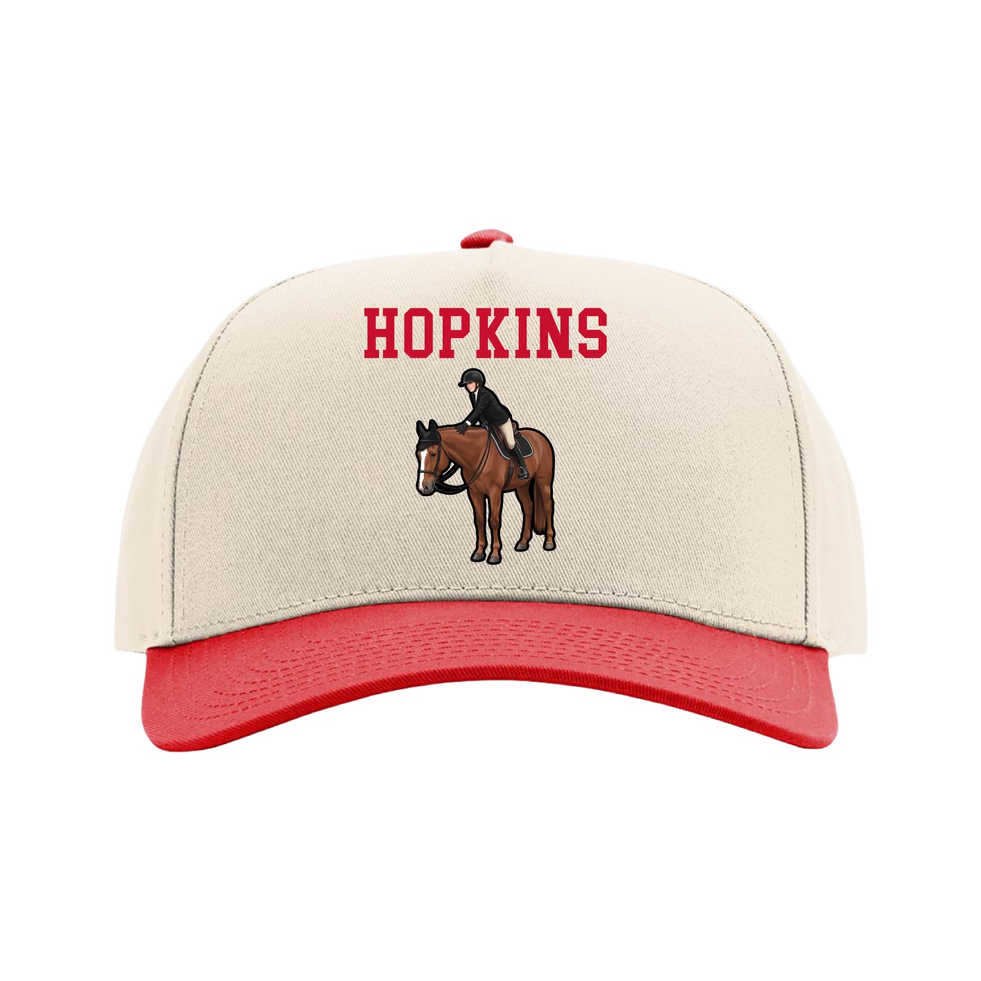 Full Fabric Five-Panel Champ Cap — Shirsey in Cream/Red