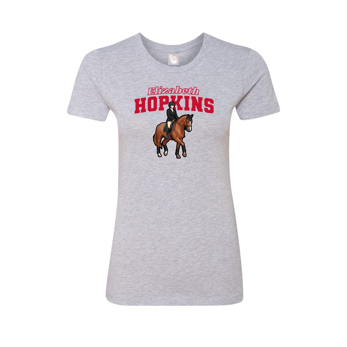 Fitted Women's Tee — Name Arch in Grey