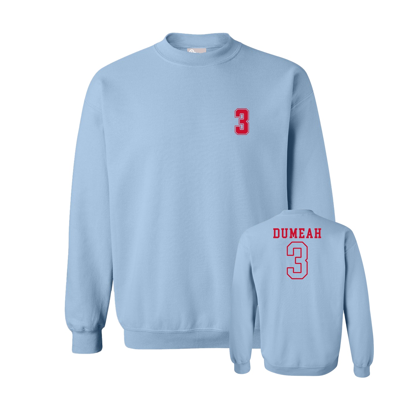 Fleece Crew — Chest Back in Light Blue