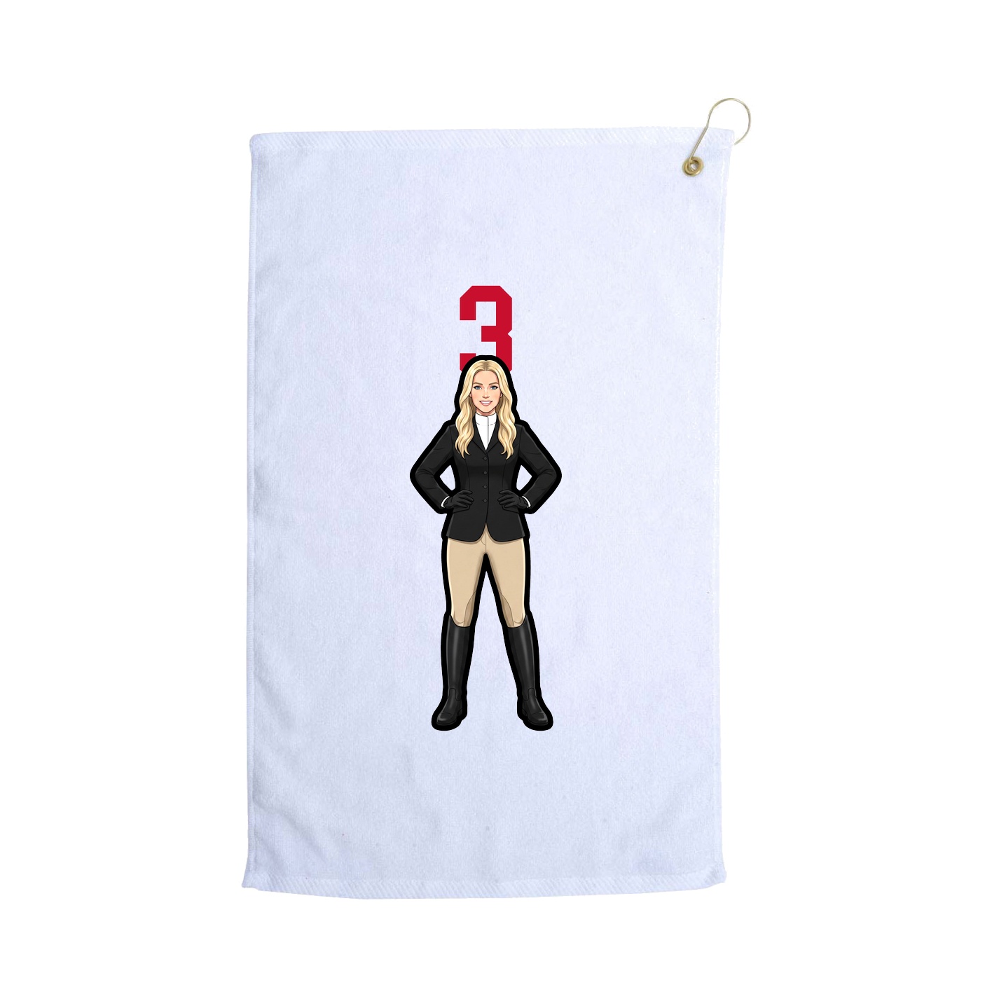Golf Towel — Number Top in White