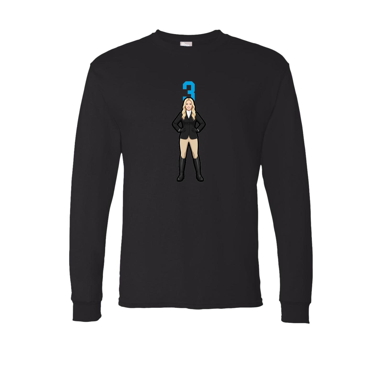 Long Sleeve Tee — Number Top in Black