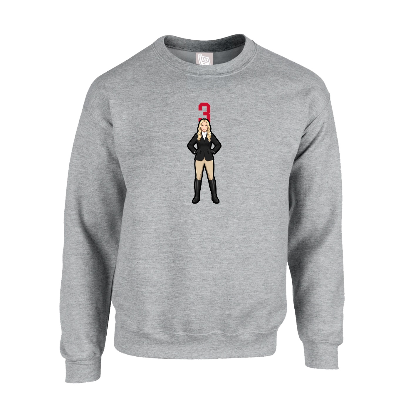 Fleece Crew — Number Top in Grey