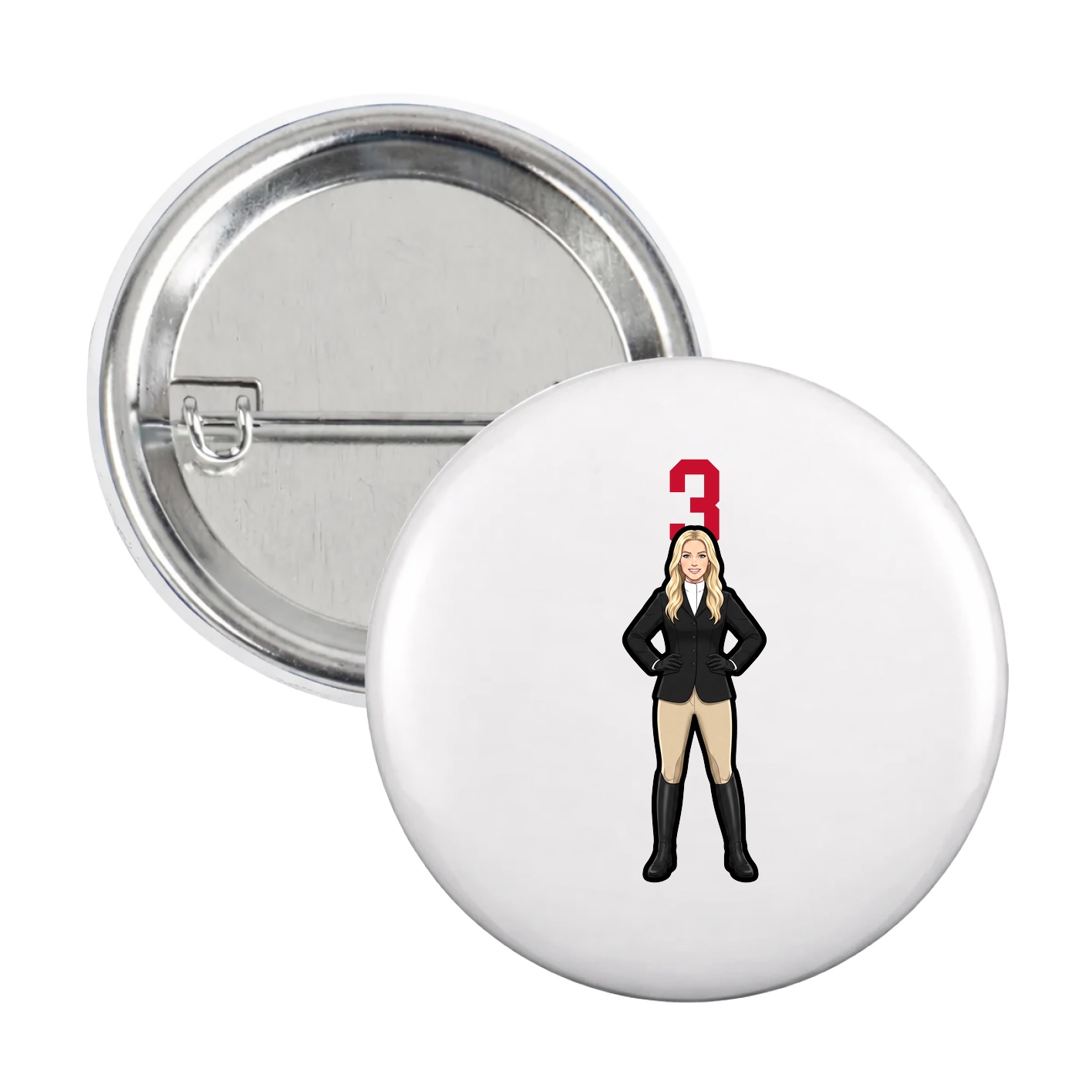 Game Day Button — Number Top in White