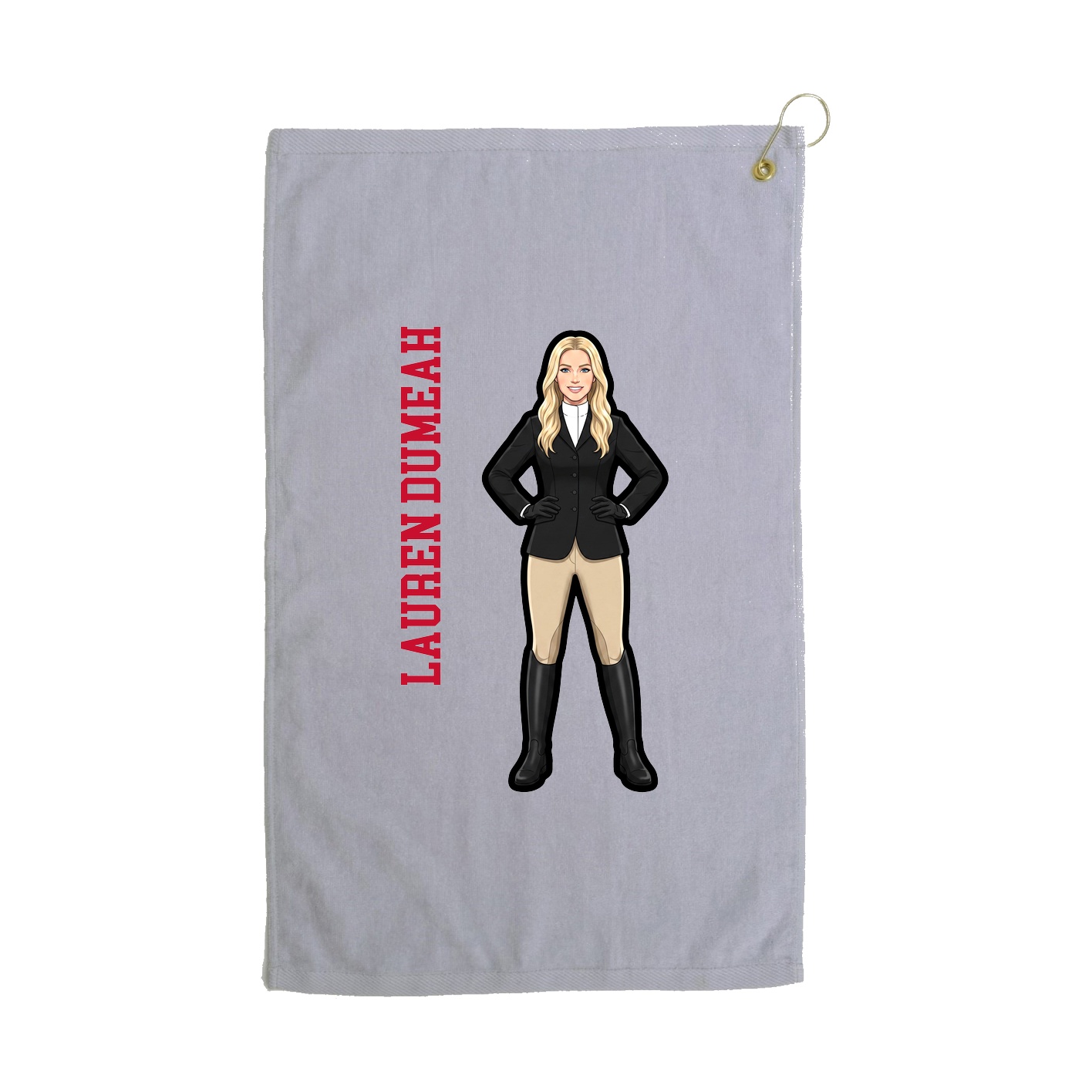 Golf Towel — Name Vertical in Grey