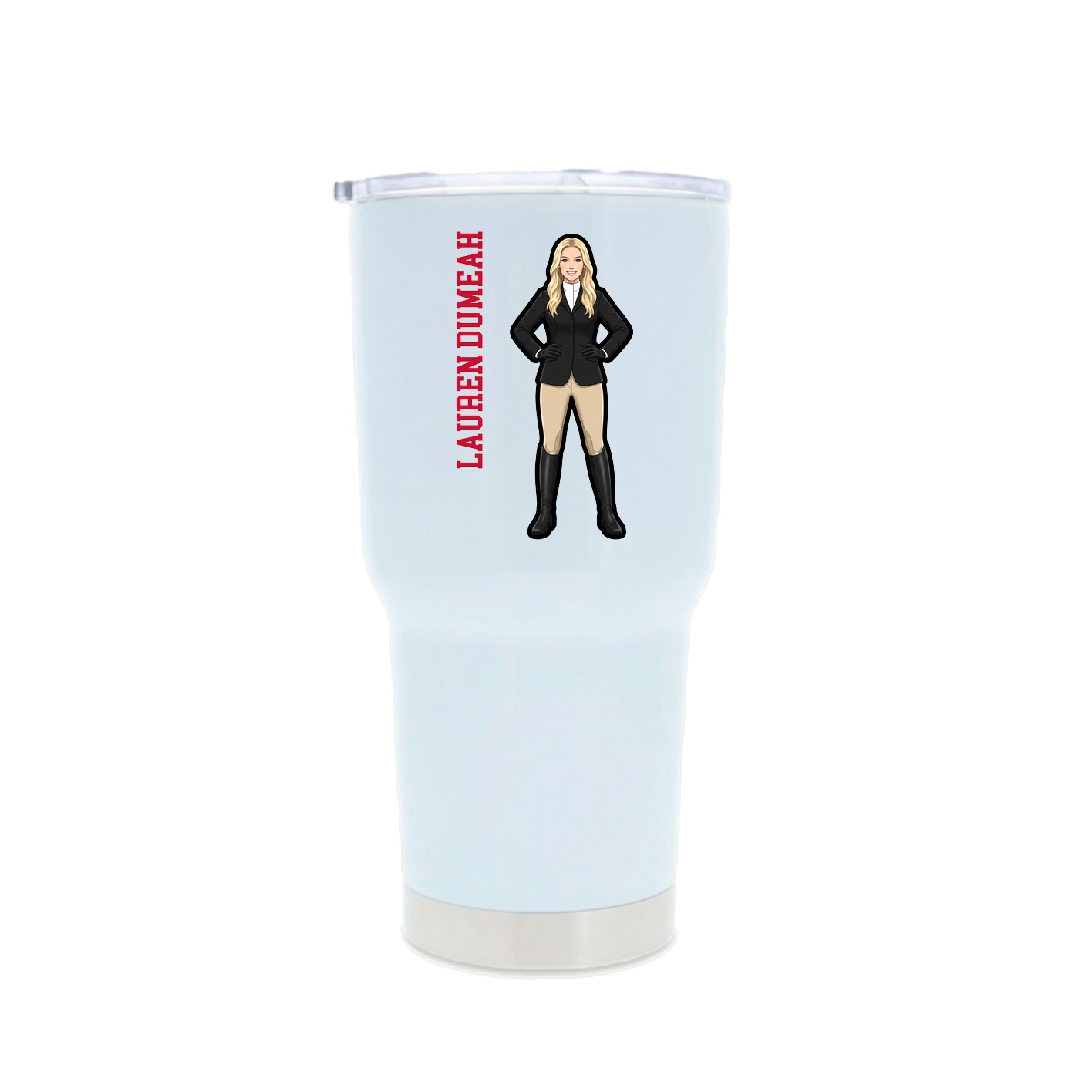 30oz Stainless Steel Tumbler — Name Vertical in White