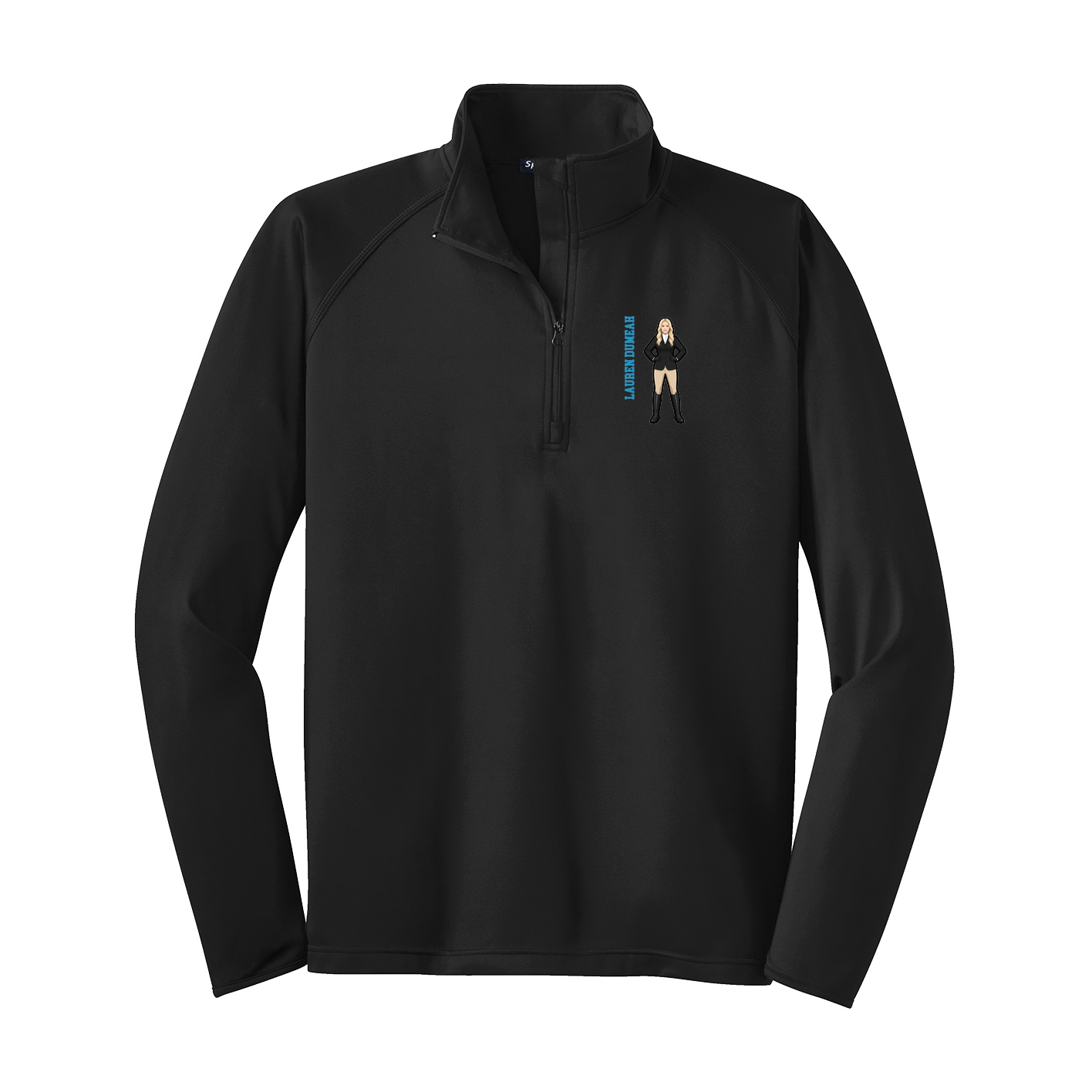 Q-Zip Pullover — Name Vertical in Black