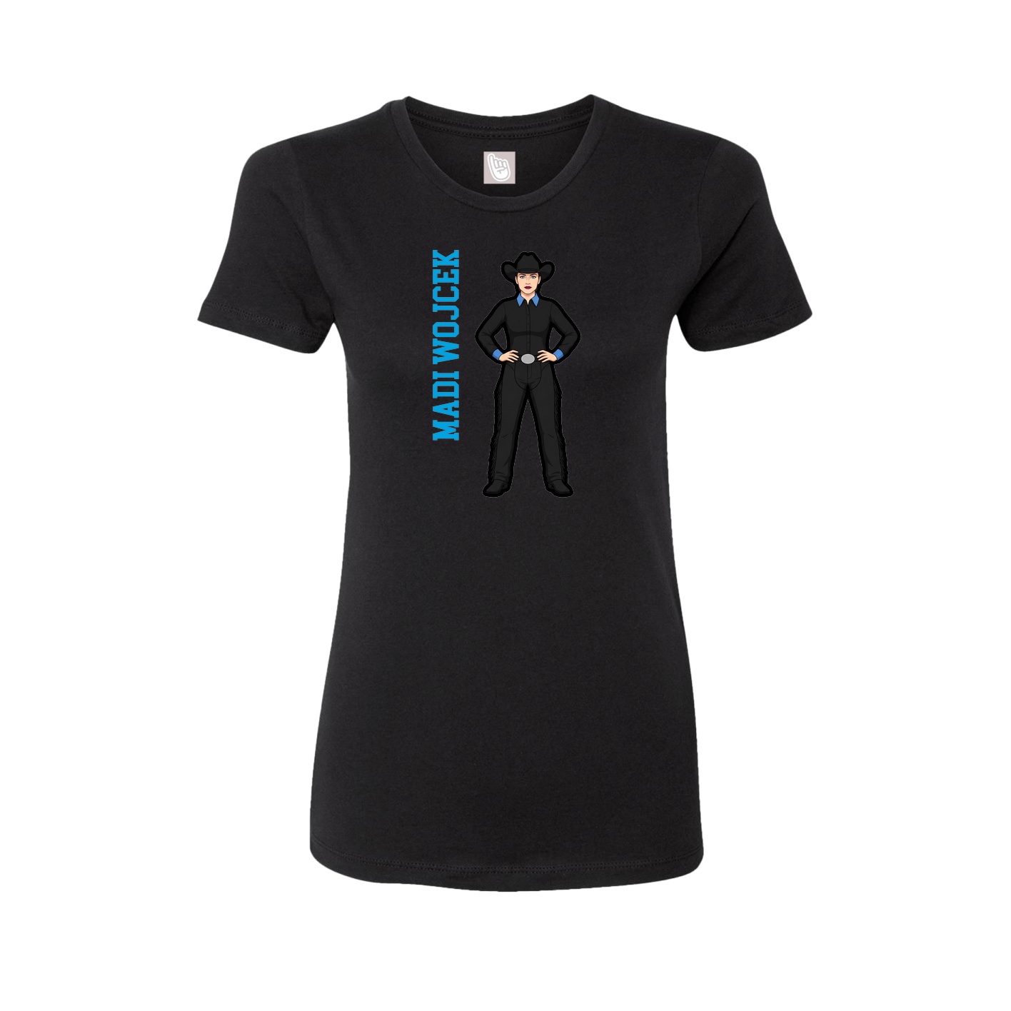 Fitted Women's Tee — Name Vertical in Black