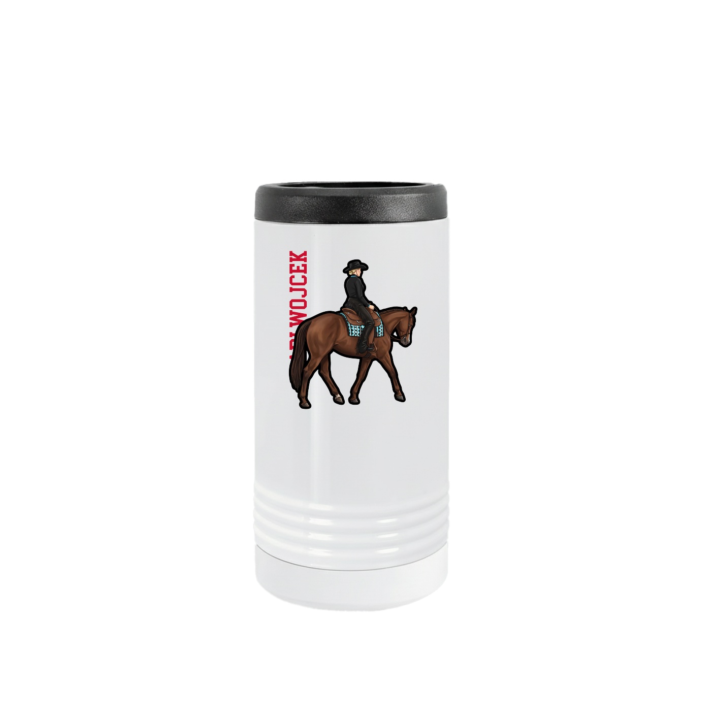 Slim Beverage Holder — Name Vertical in White