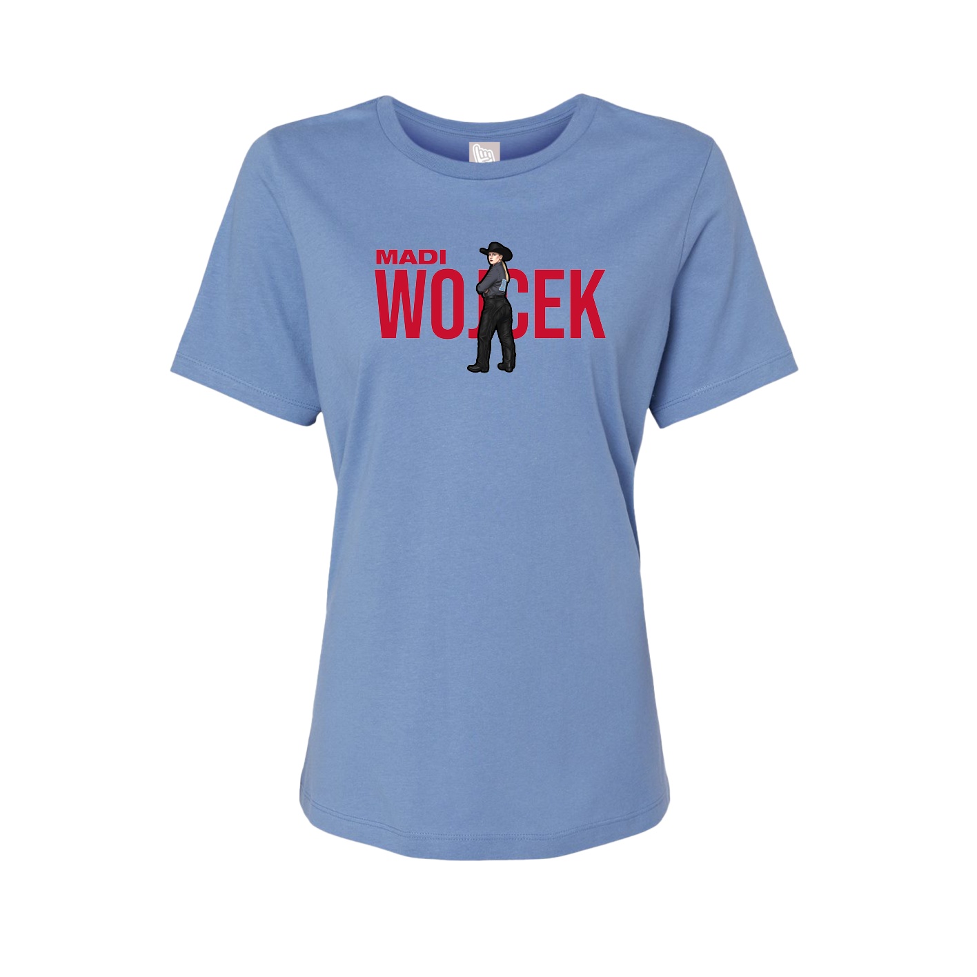 Fitted Women's Tee — Player Name in Powder Blue