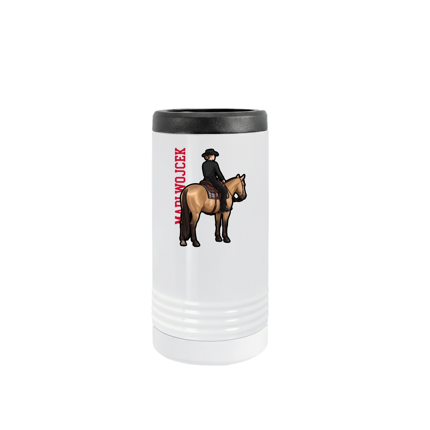 Slim Beverage Holder — Name Vertical in White