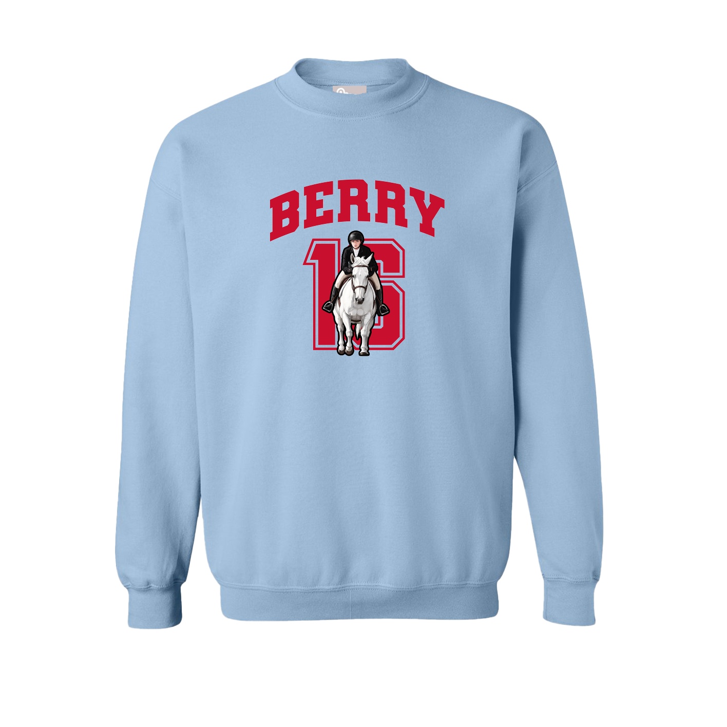 Fleece Crew — Number in Light Blue