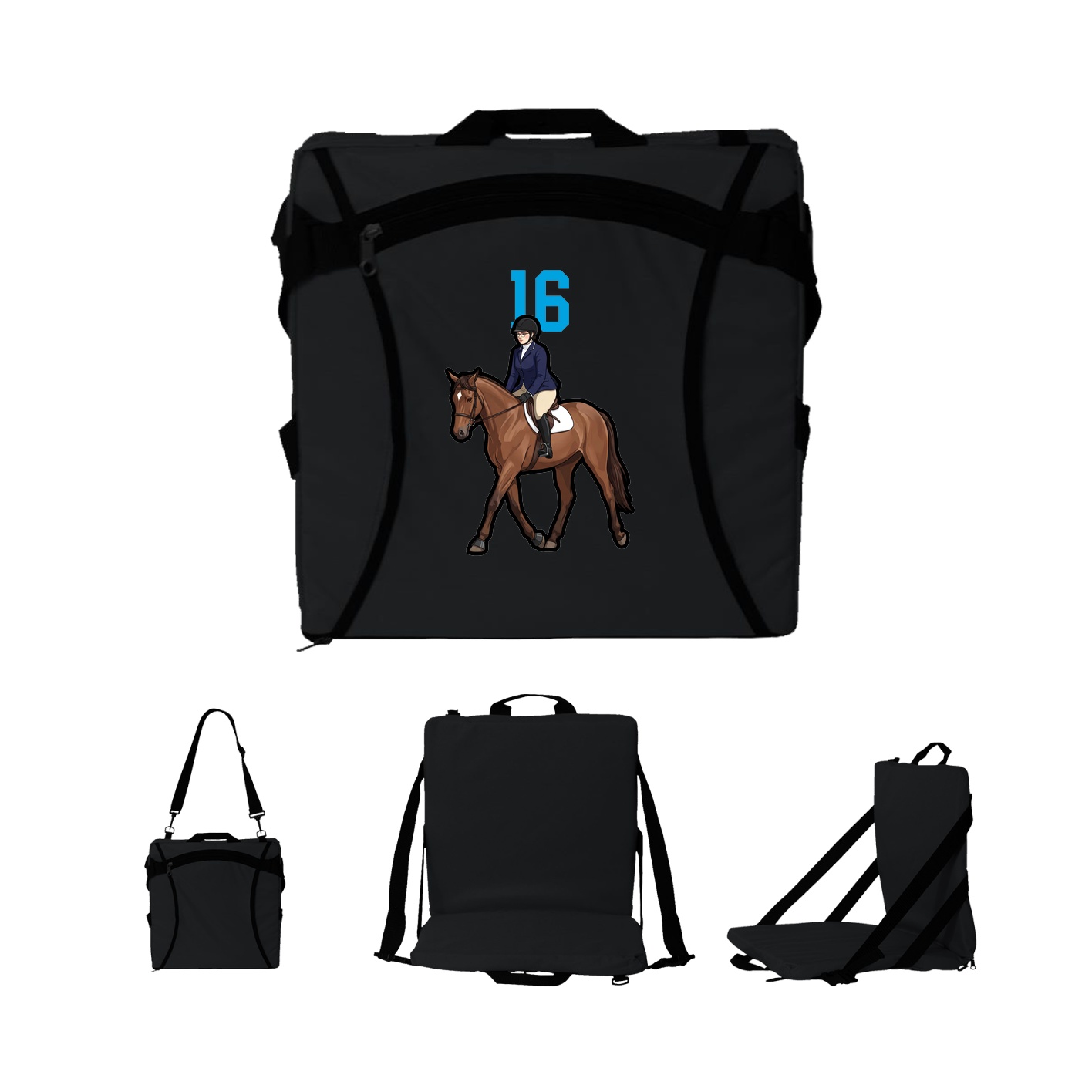 Folding Stadium Seat — Number Top in Black