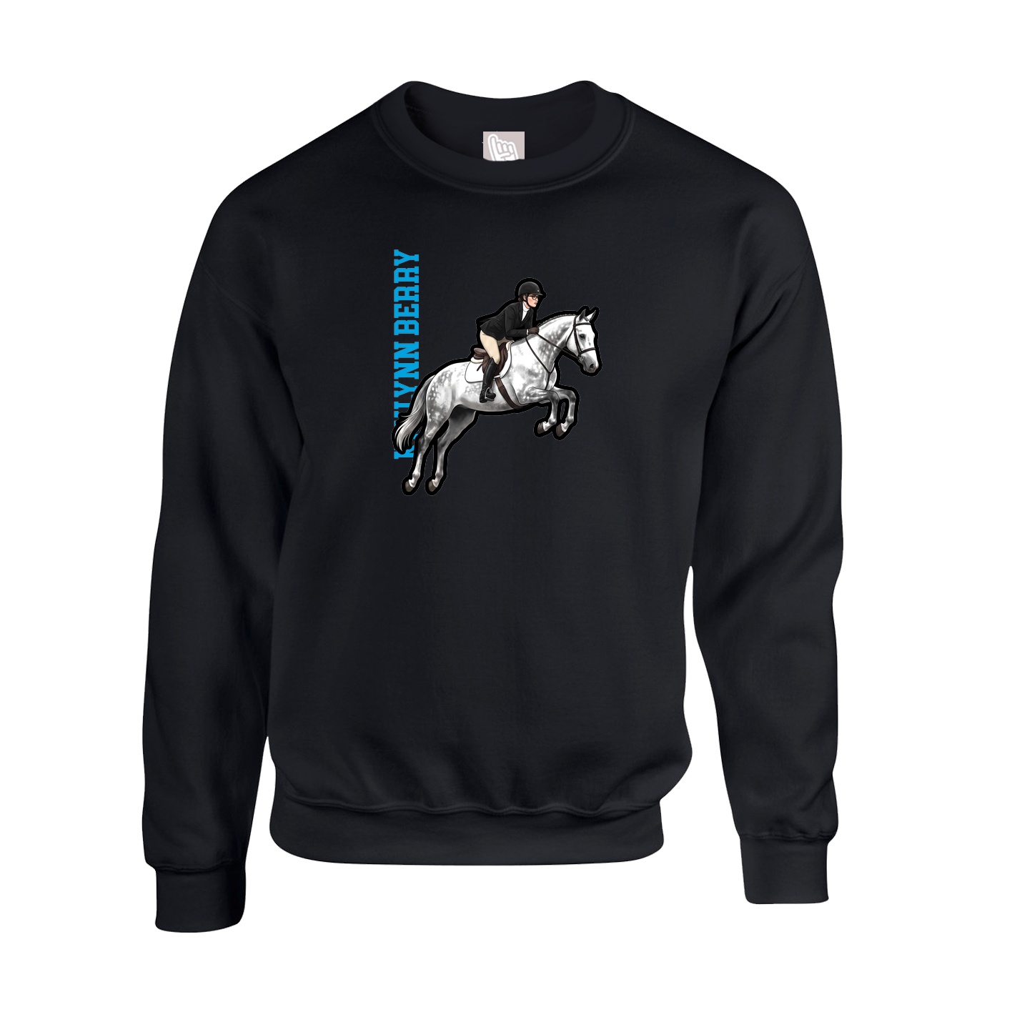 Fleece Crew — Name Vertical in Black