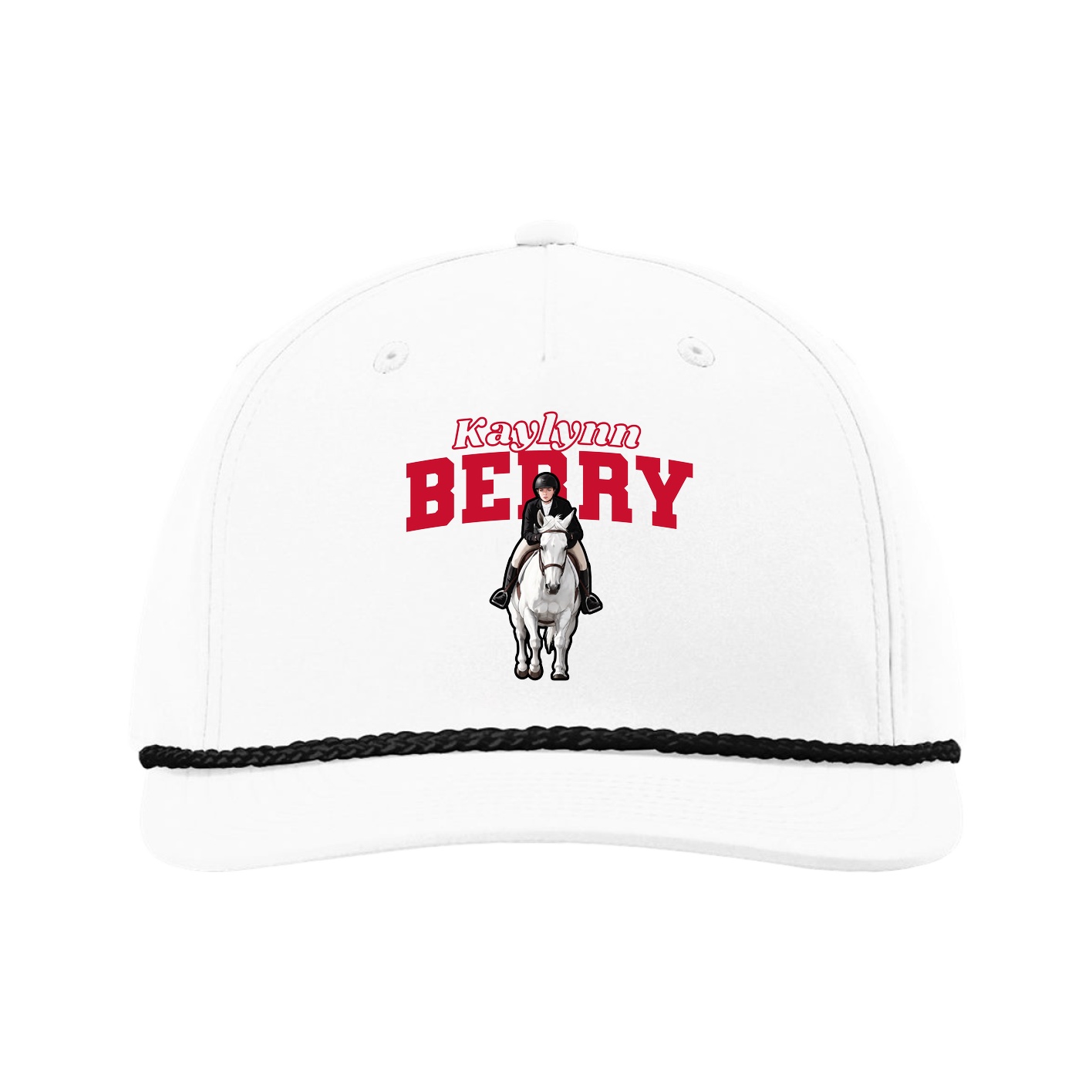 Five-Panel Classic Rope Cap — Name Arch in White