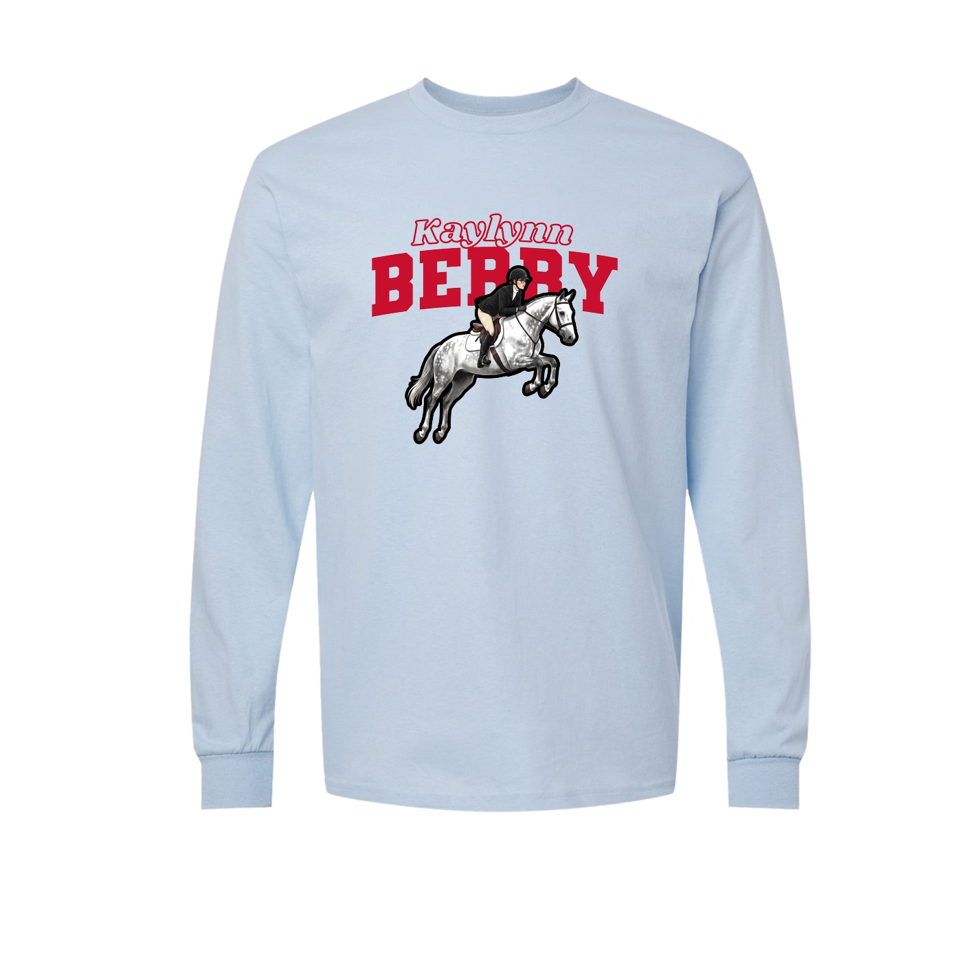 Long Sleeve Tee — Name Arch in Light Blue