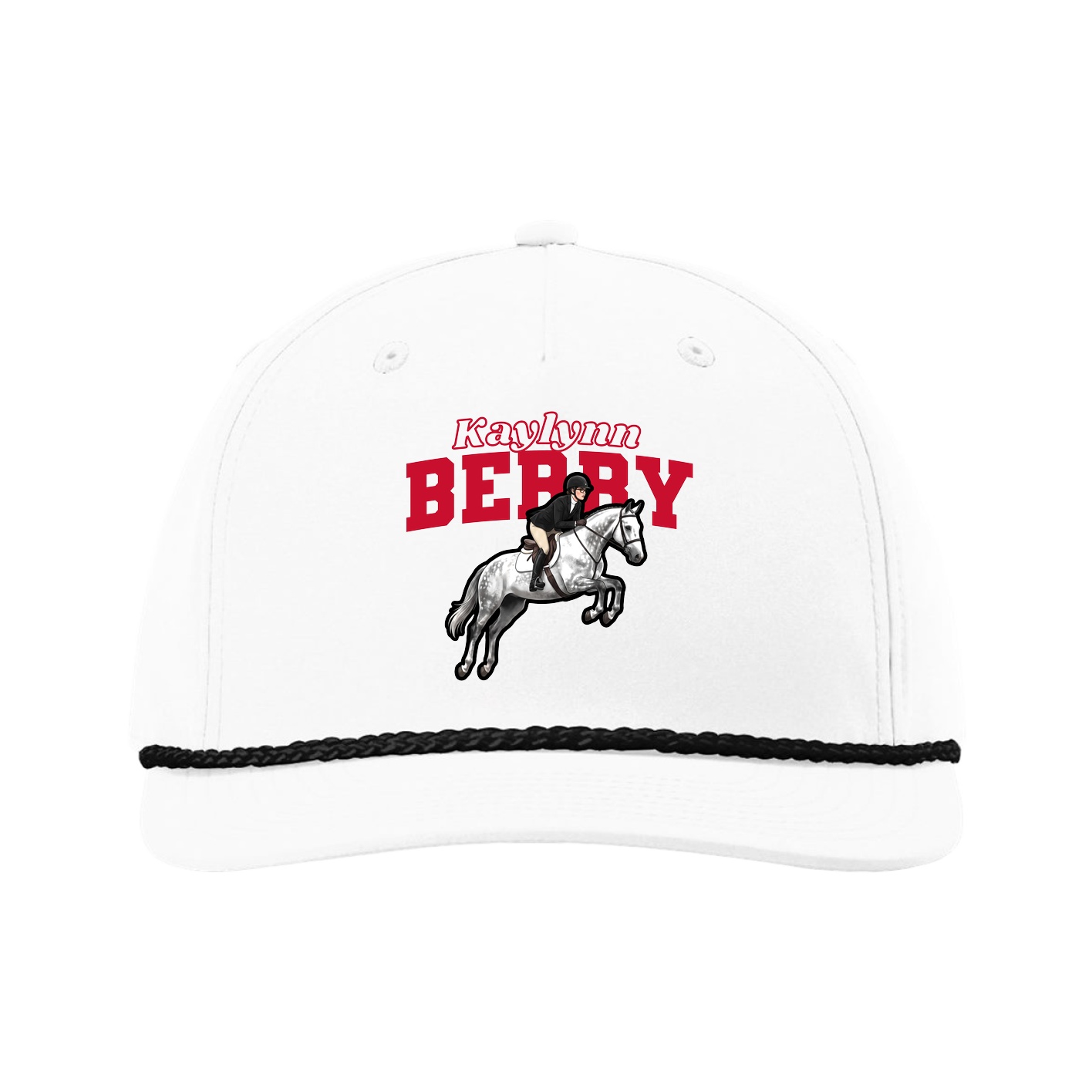 Five-Panel Classic Rope Cap — Name Arch in White