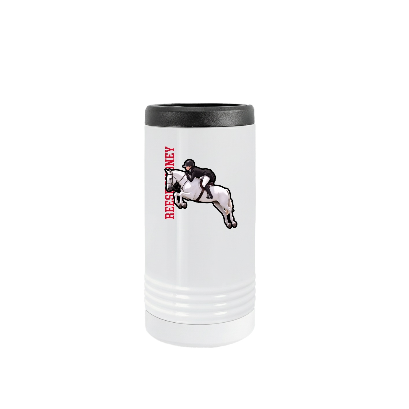 Slim Beverage Holder — Name Vertical in White