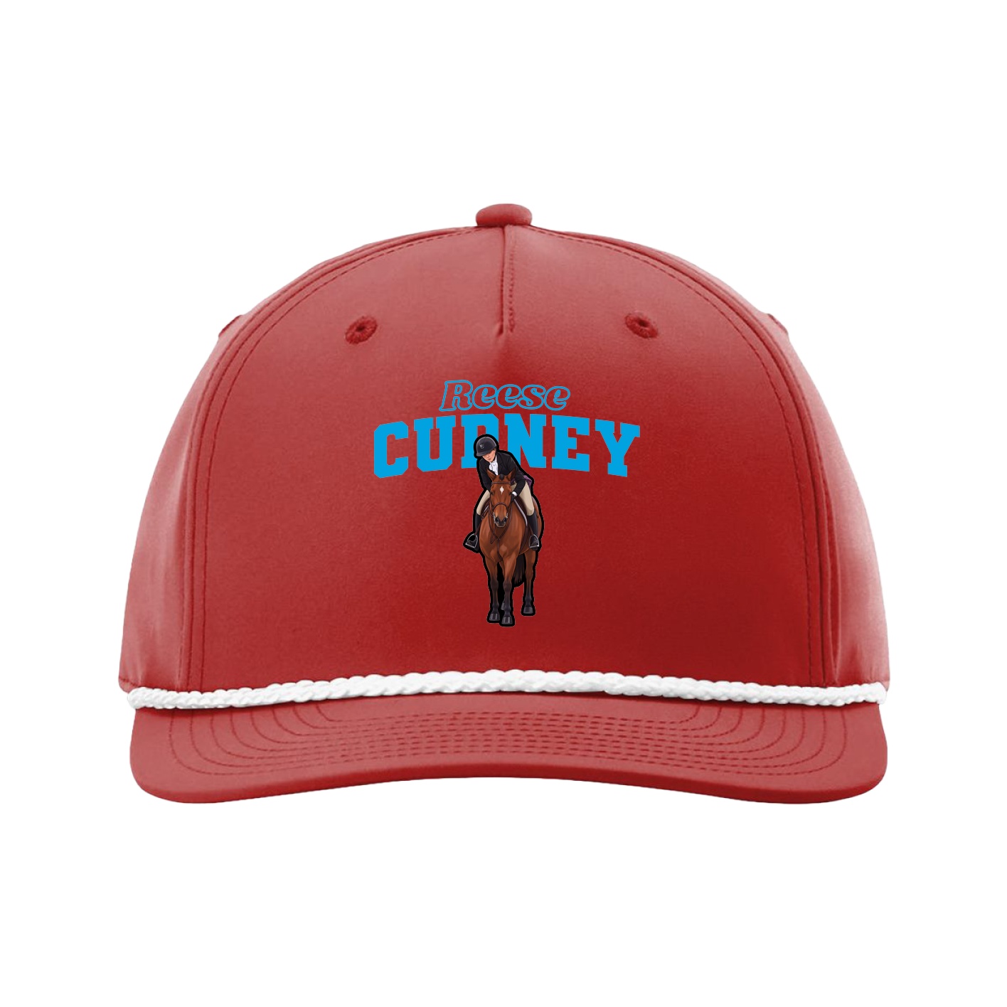 Five-Panel Classic Rope Cap — Name Arch in Red