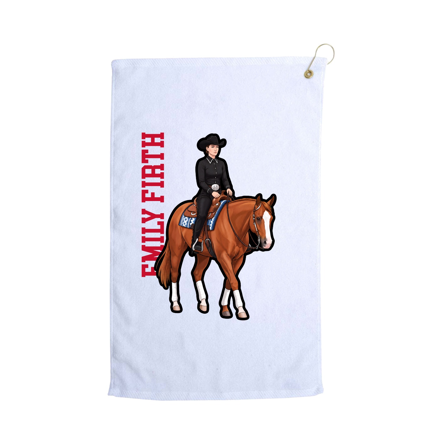 Golf Towel — Name Vertical in White