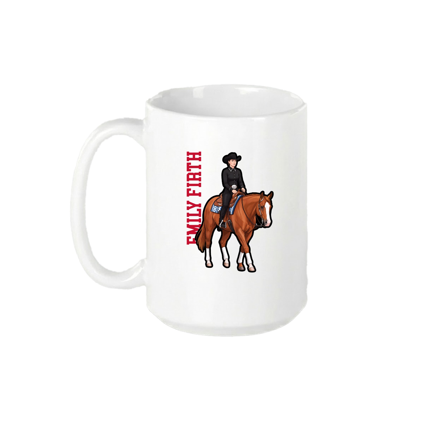 15oz Coffee Mug — Name Vertical in White