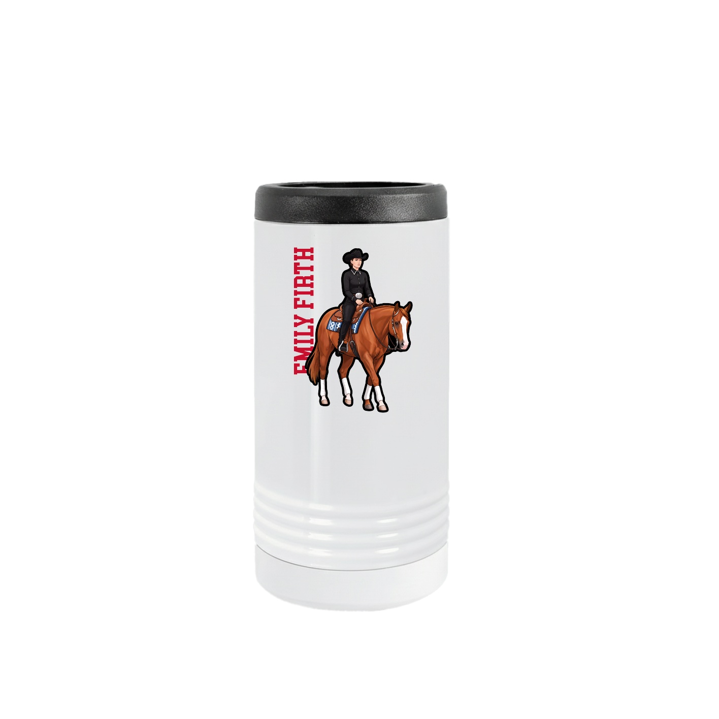 Slim Beverage Holder — Name Vertical in White