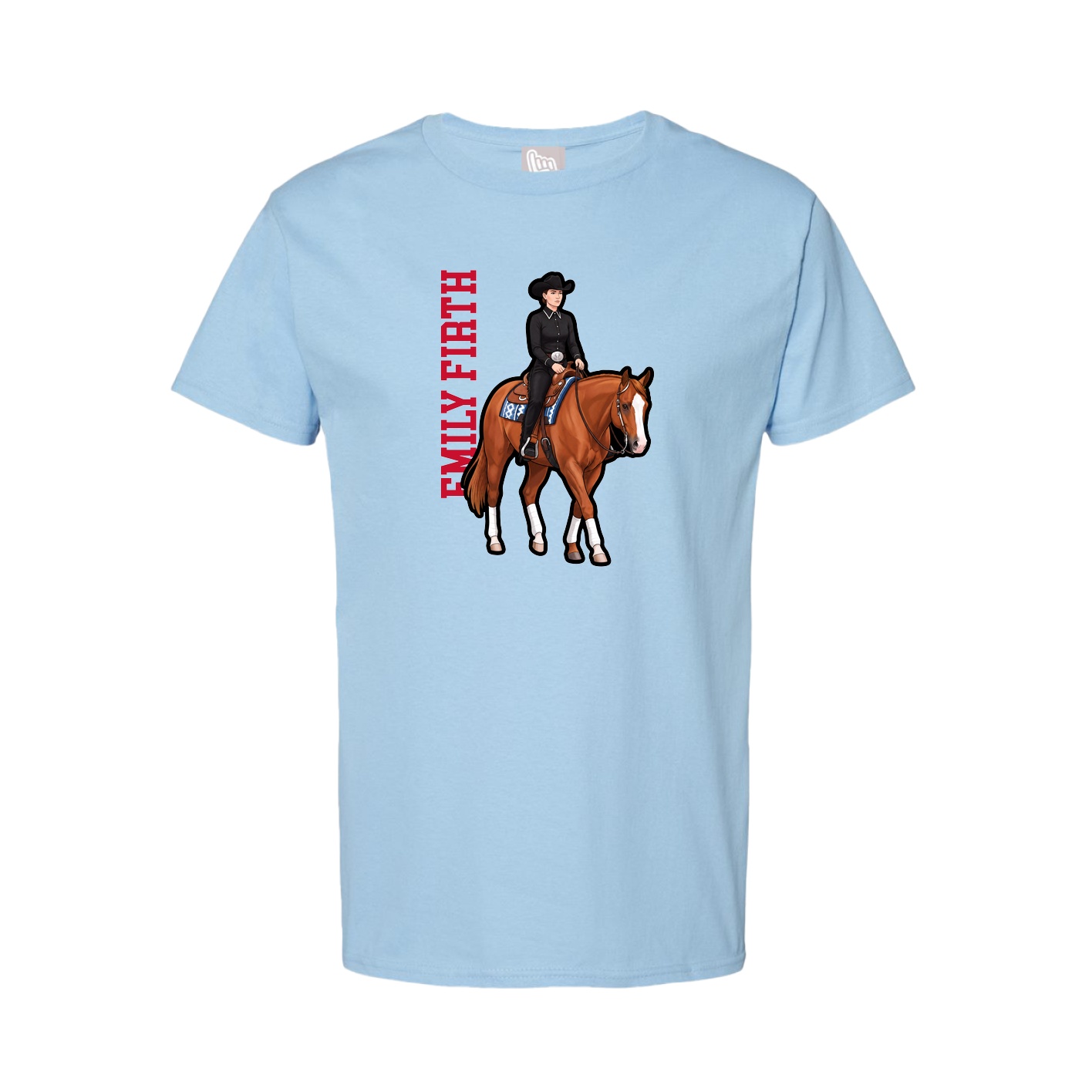 Tee — Name Vertical in Light Blue