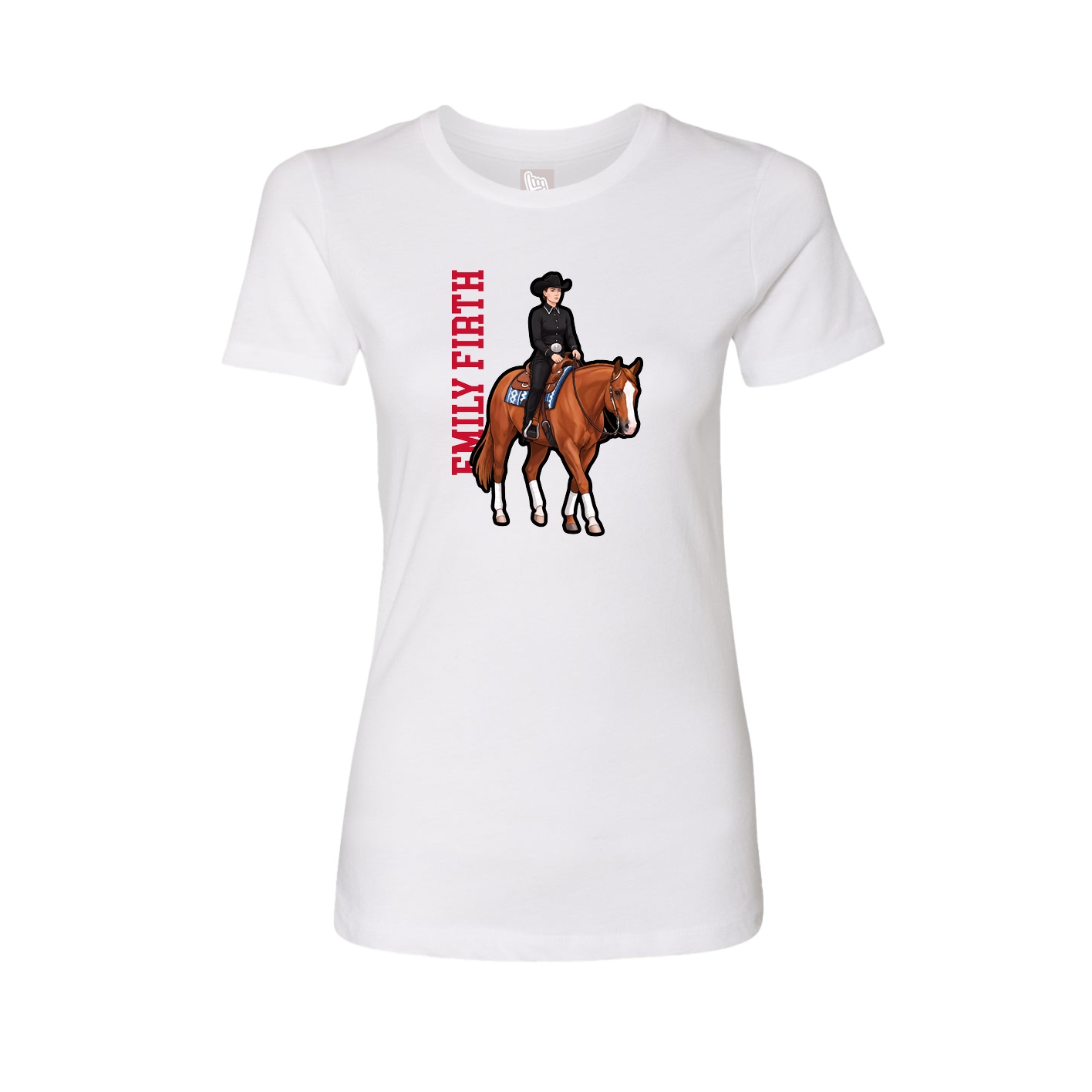 Fitted Women's Tee — Name Vertical in White