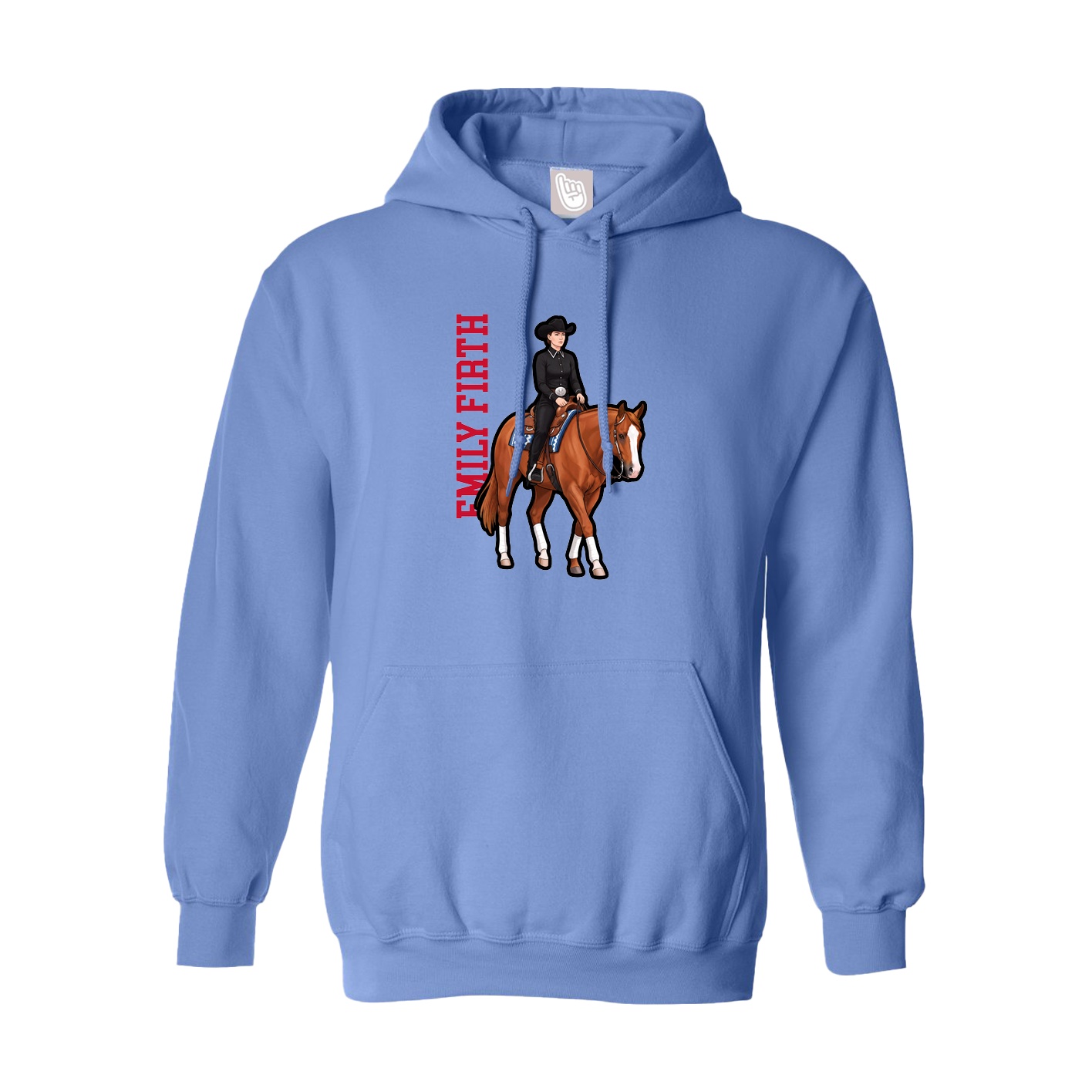 Youth Hoodie — Name Vertical in Powder Blue