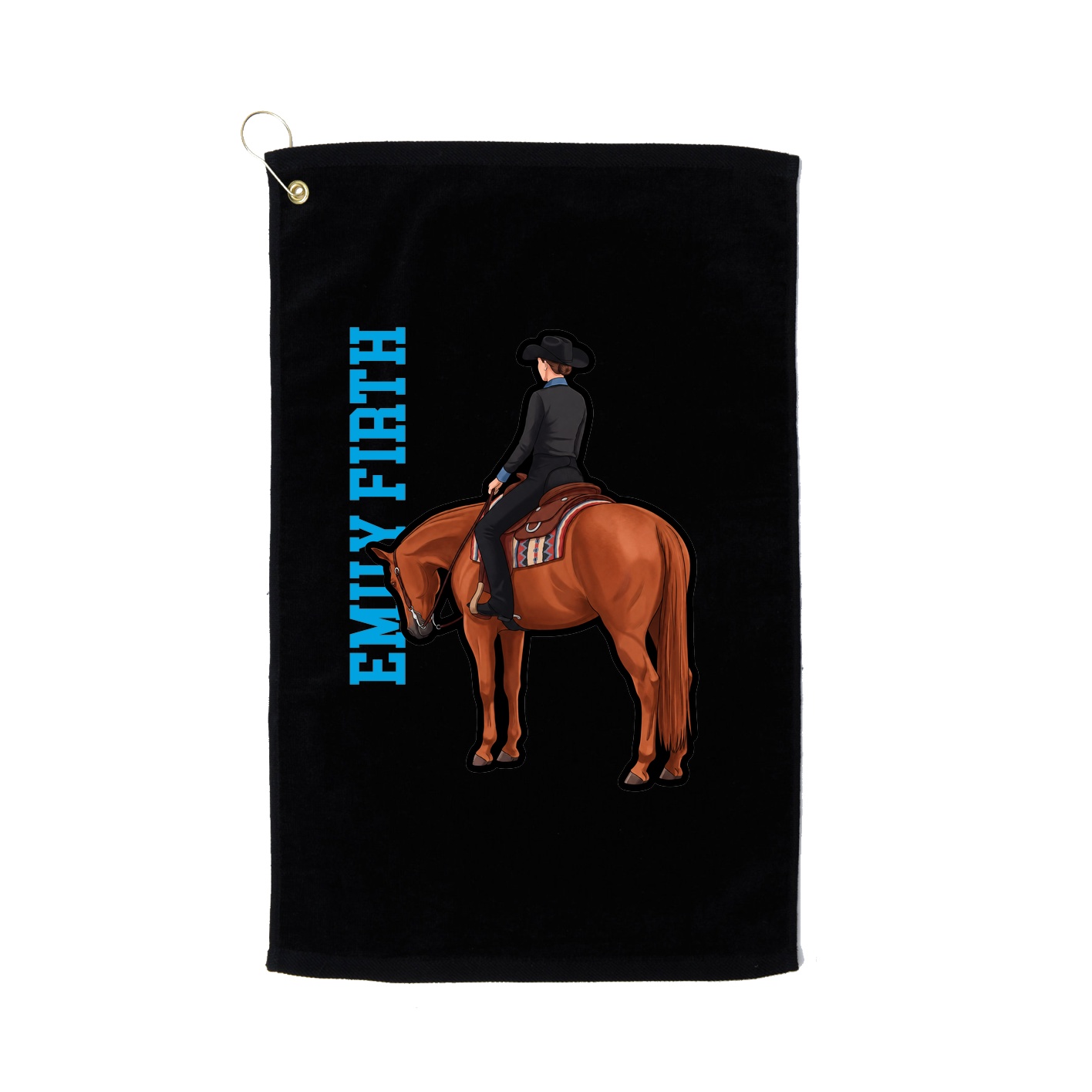 Golf Towel — Name Vertical in Black