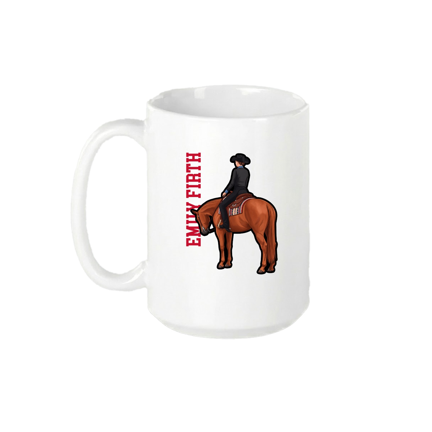 15oz Coffee Mug — Name Vertical in White