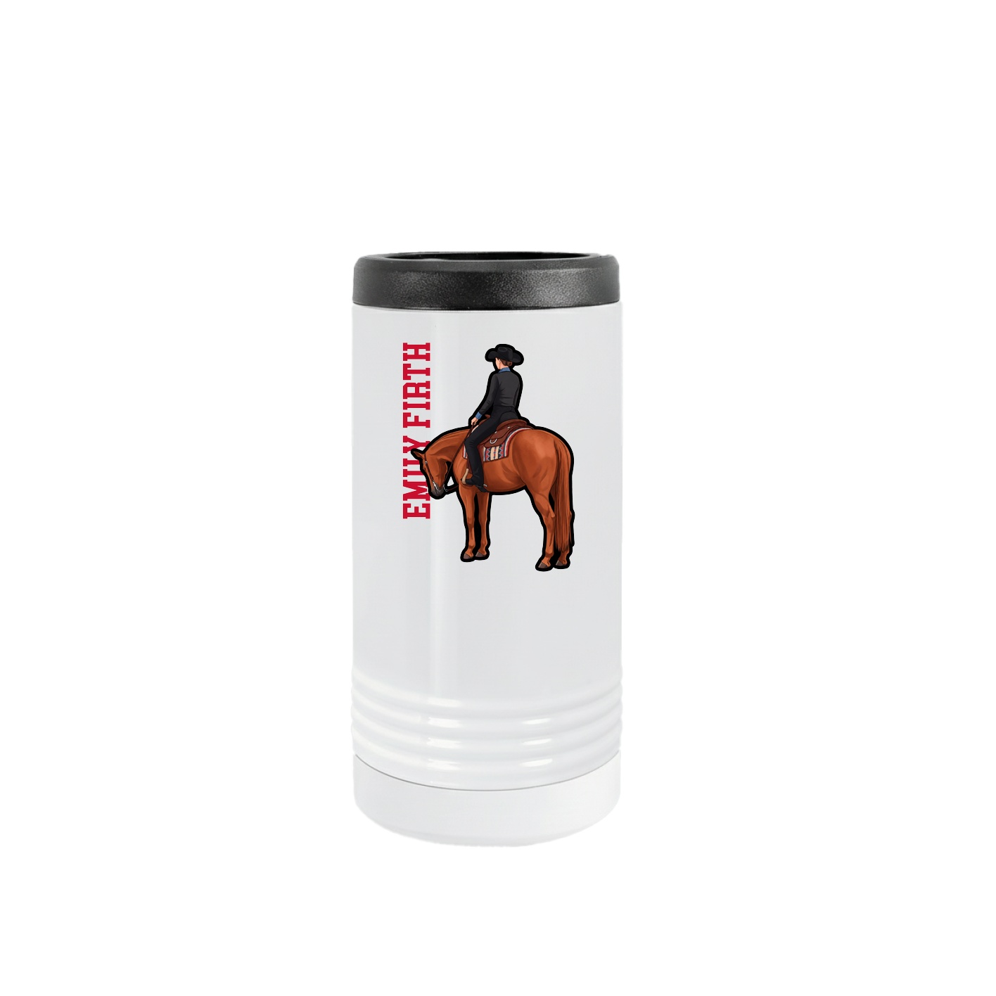 Slim Beverage Holder — Name Vertical in White
