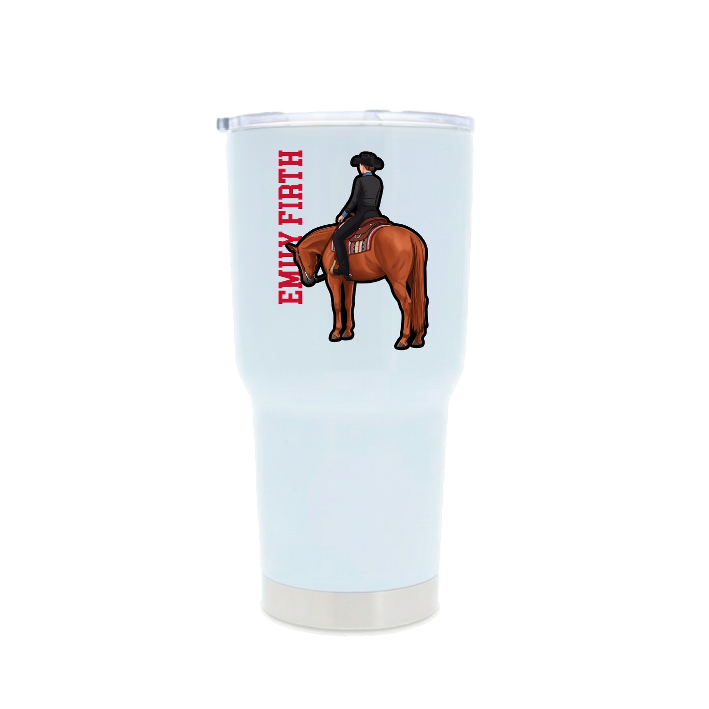 30oz Stainless Steel Tumbler — Name Vertical in White