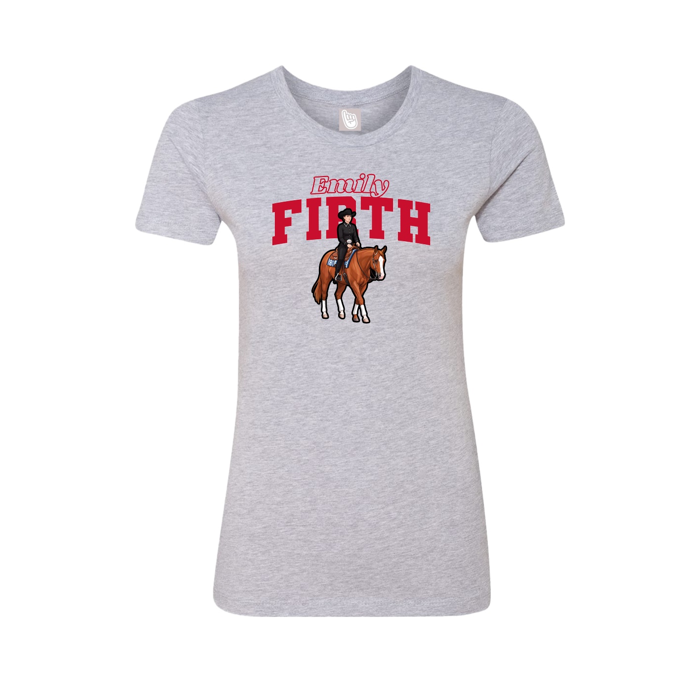 Fitted Women's Tee — Name Arch in Grey