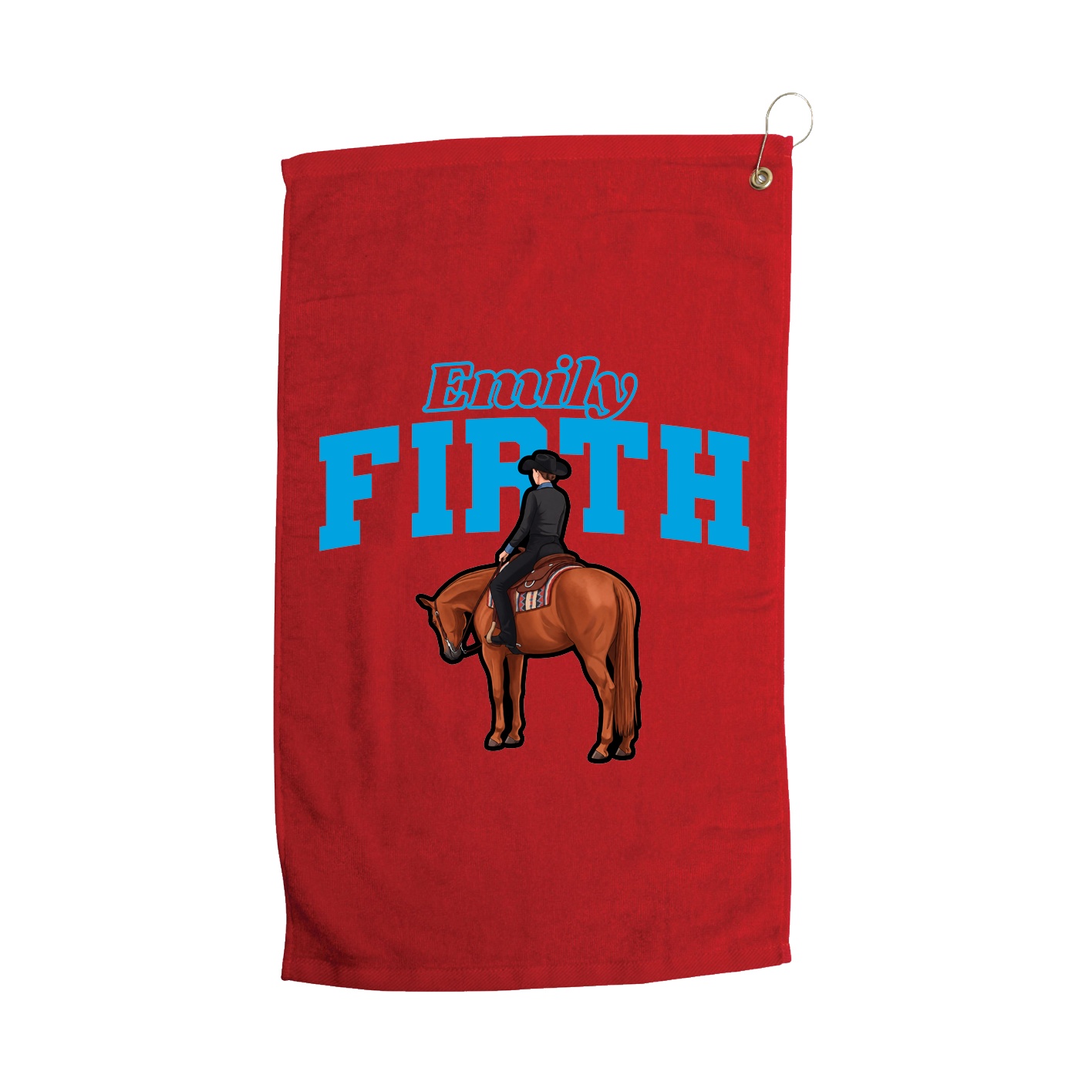 Golf Towel — Name Arch in Red