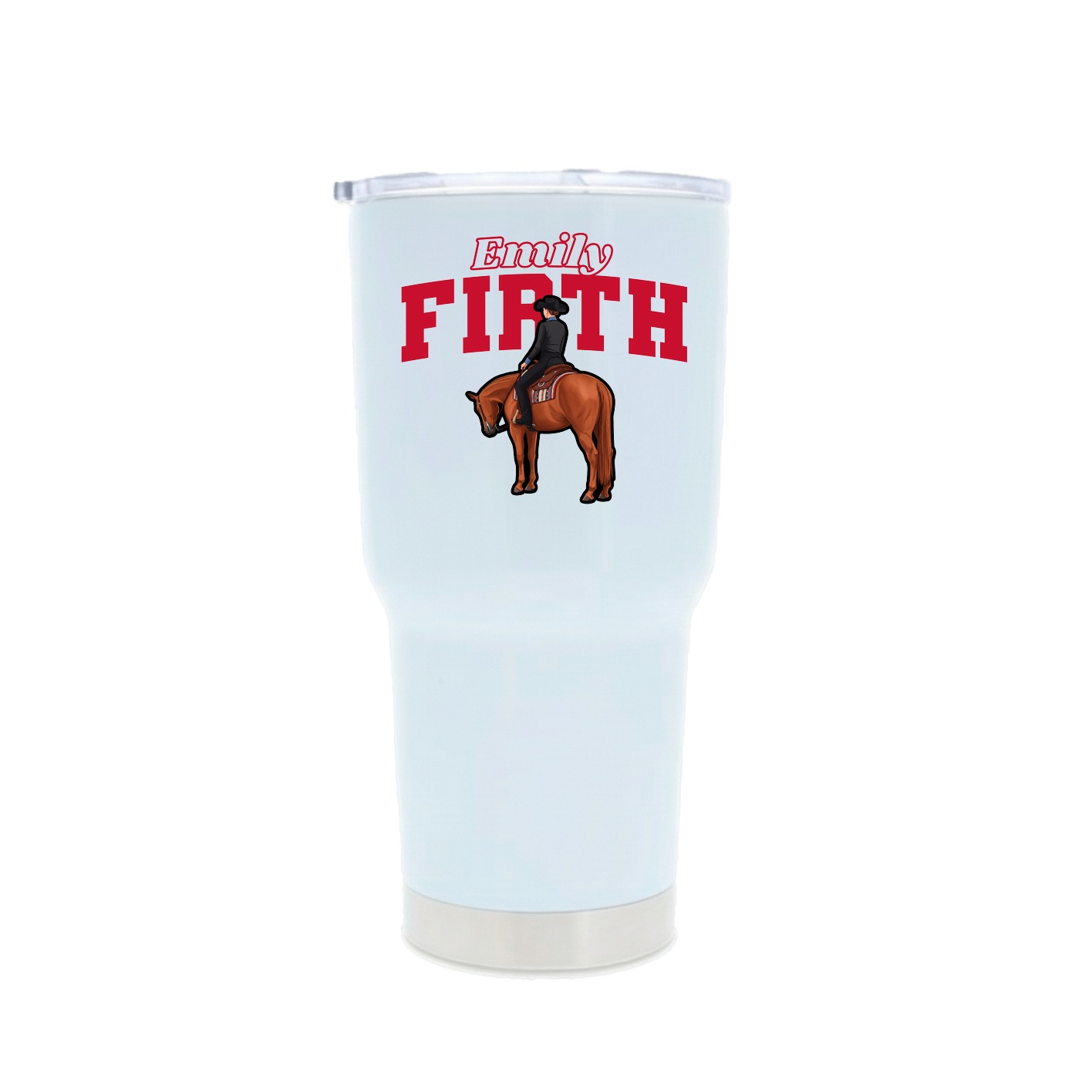 30oz Stainless Steel Tumbler — Name Arch in White