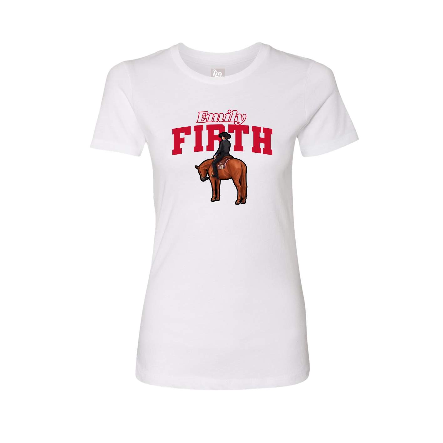Fitted Women's Tee — Name Arch in White