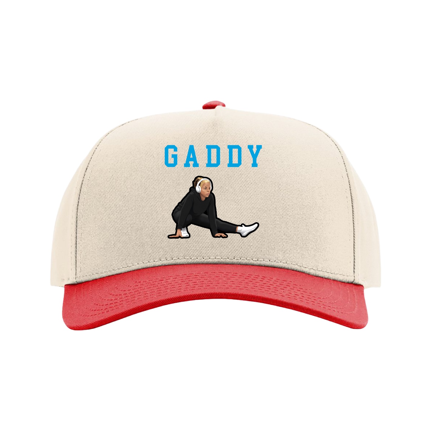 Full Fabric Five-Panel Champ Cap — Shirsey in Cream/Red