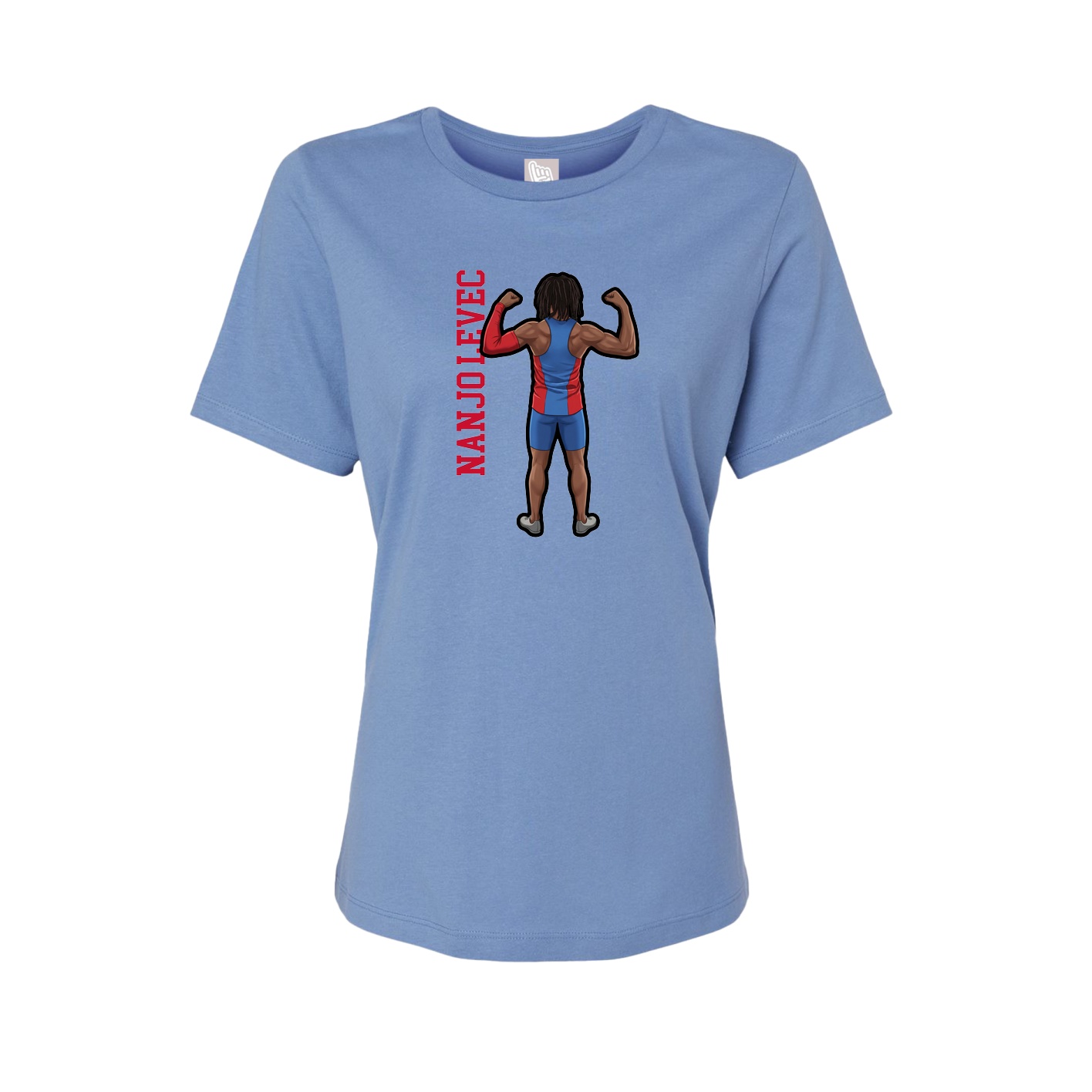Fitted Women's Tee — Name Vertical in Powder Blue