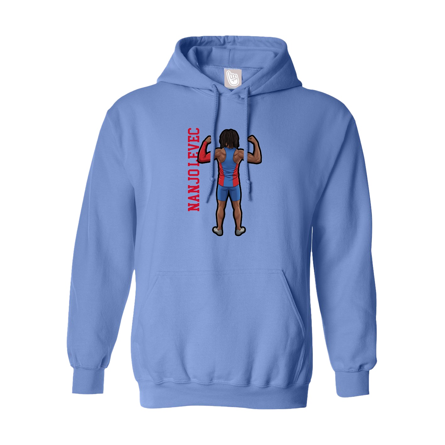 Youth Hoodie — Name Vertical in Powder Blue
