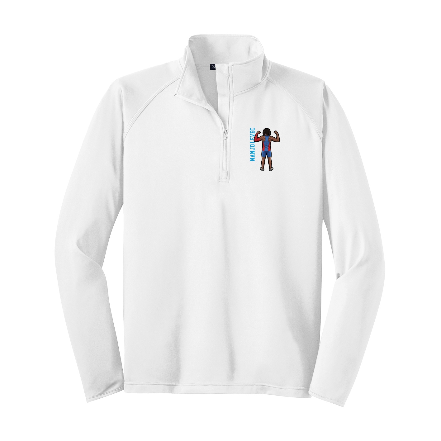 Q-Zip Pullover — Name Vertical in White