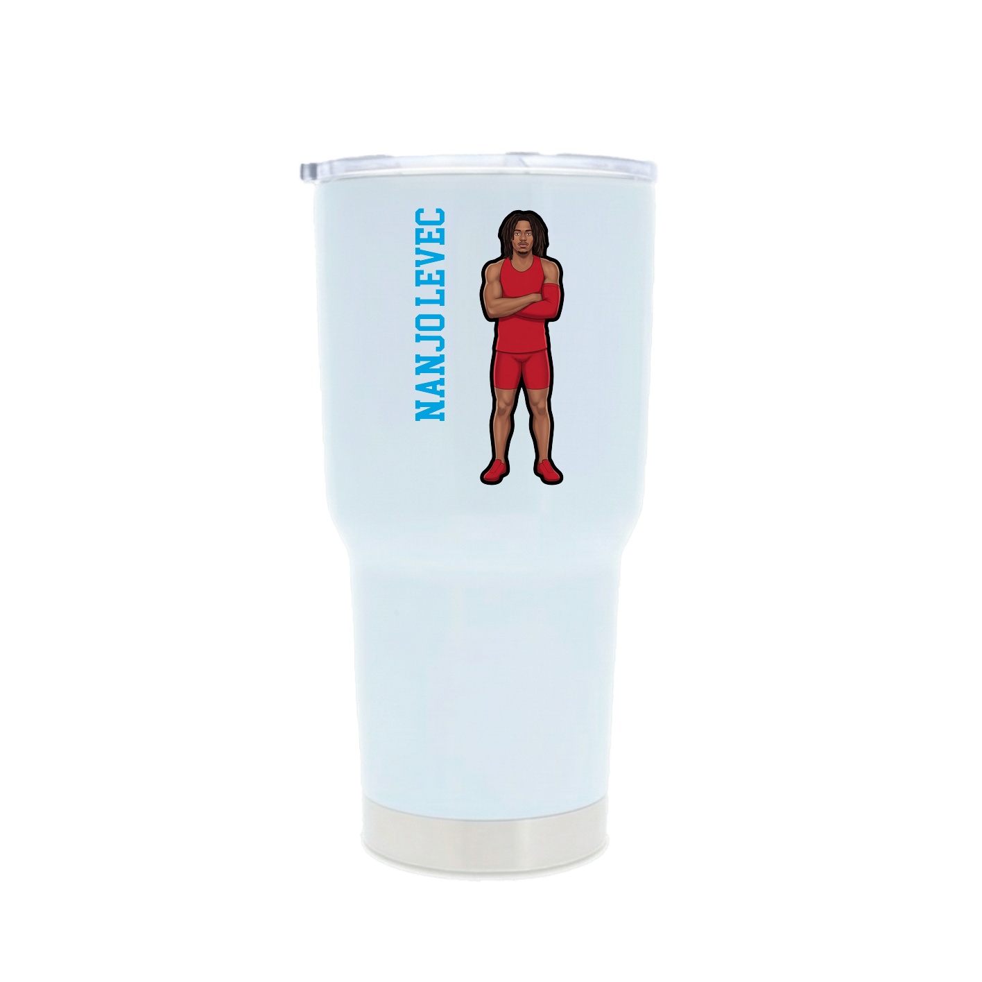 30oz Stainless Steel Tumbler — Name Vertical in White