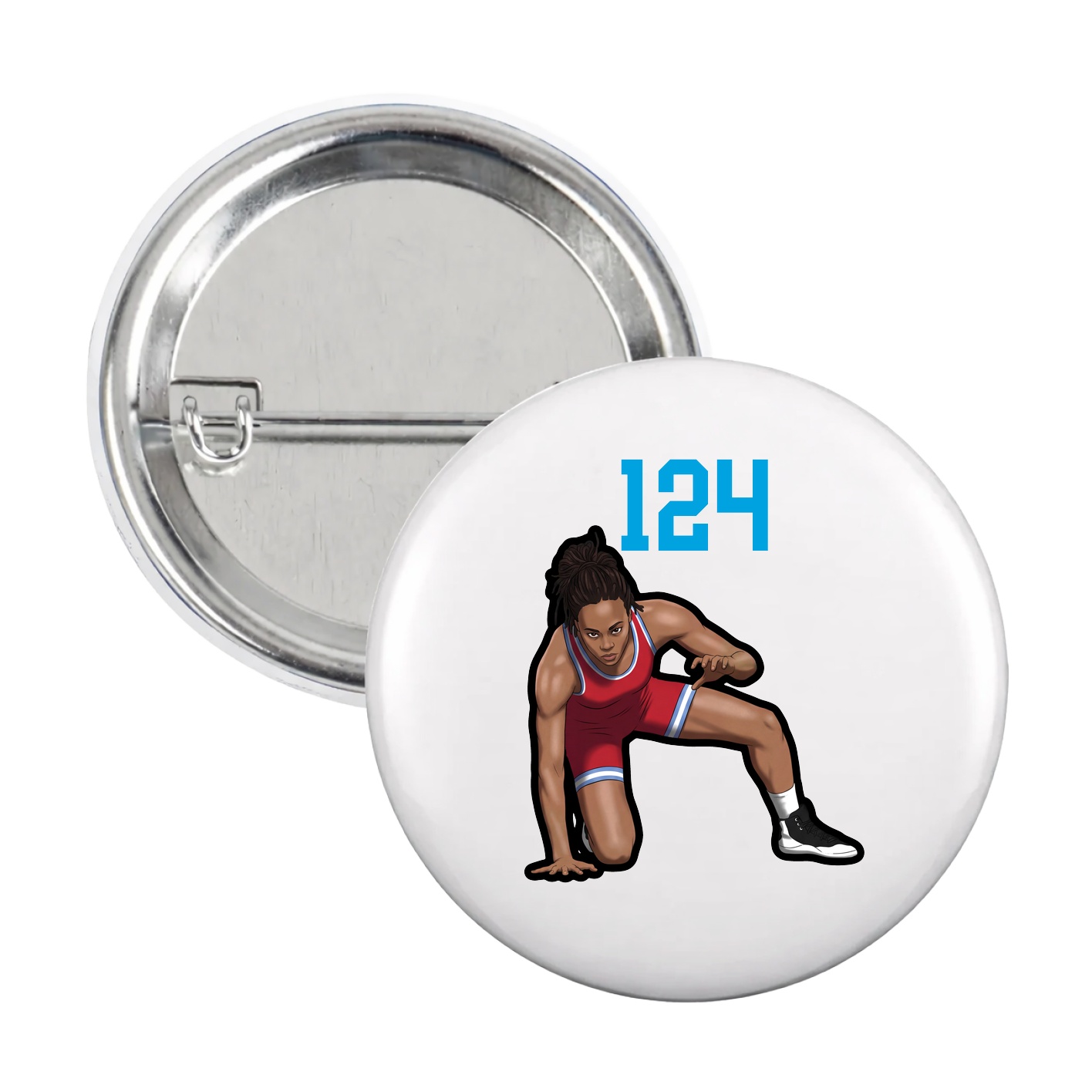 Game Day Button — Number Top in White