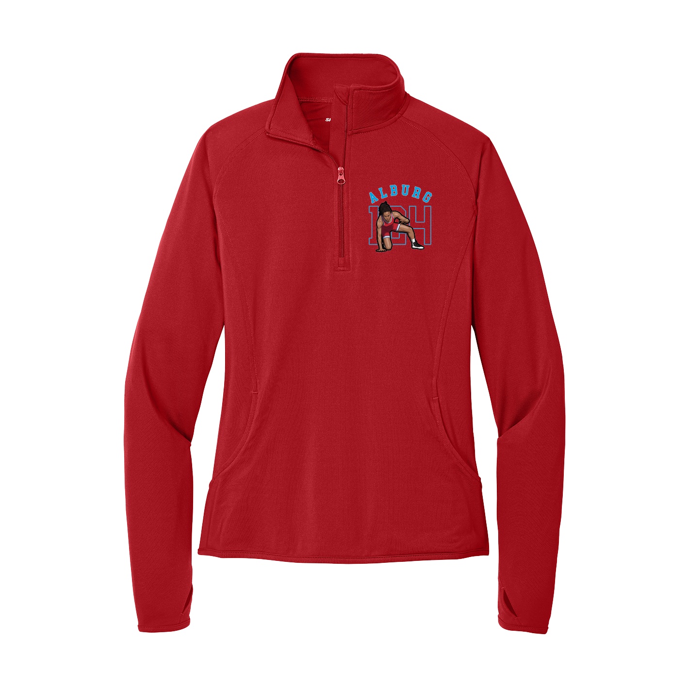 Women's Q-Zip Pullover — Shirsey Arch in Red