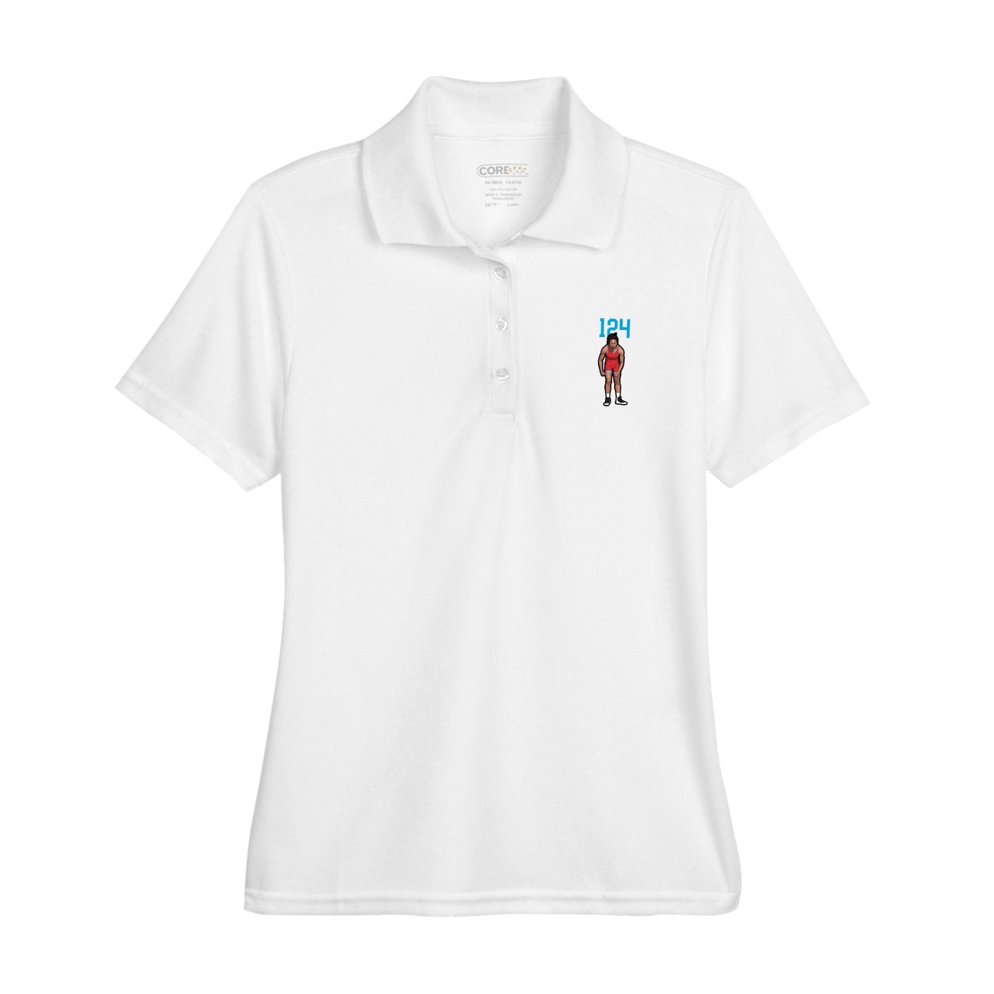 Womens Performance Polo — Number Top in White