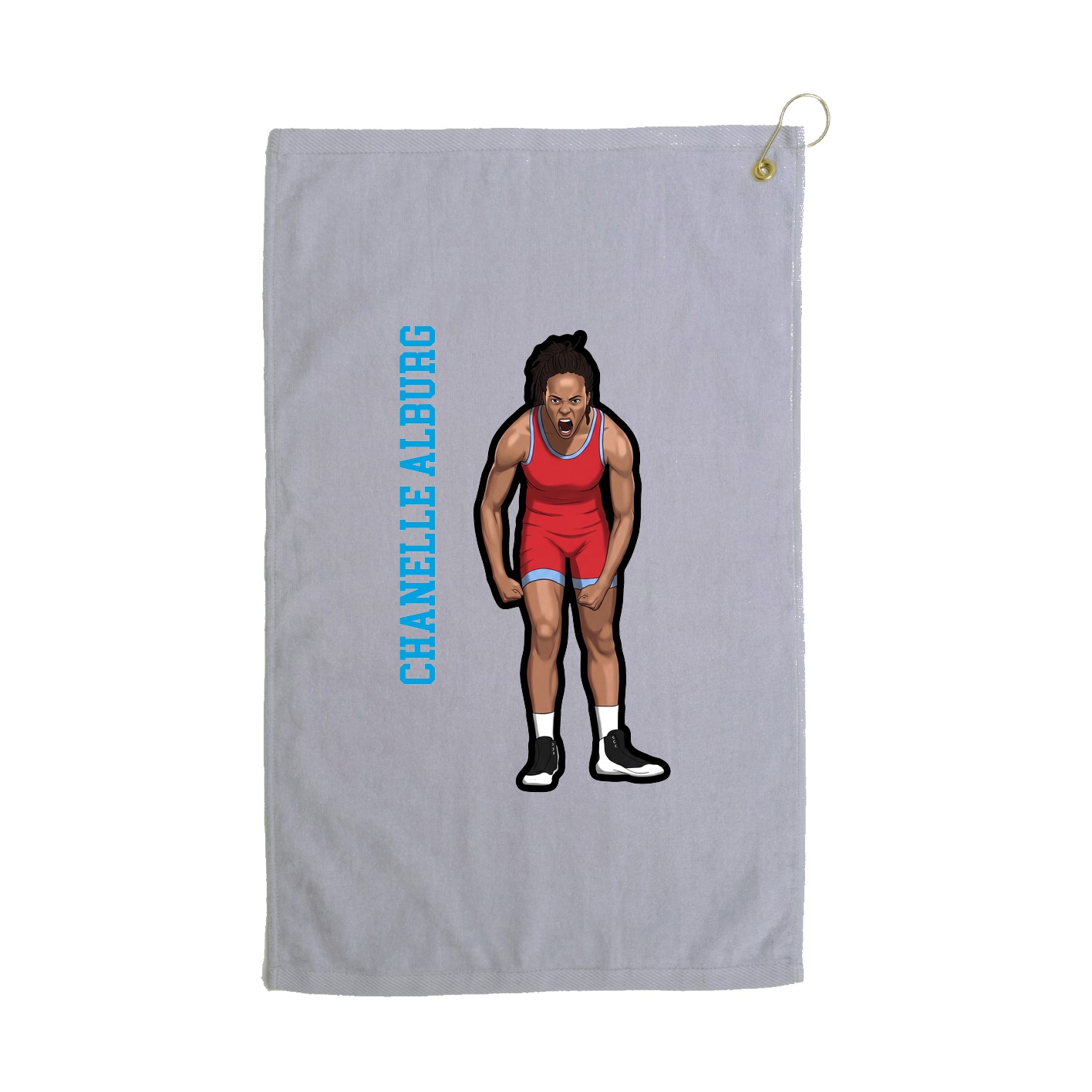 Golf Towel — Name Vertical in Grey