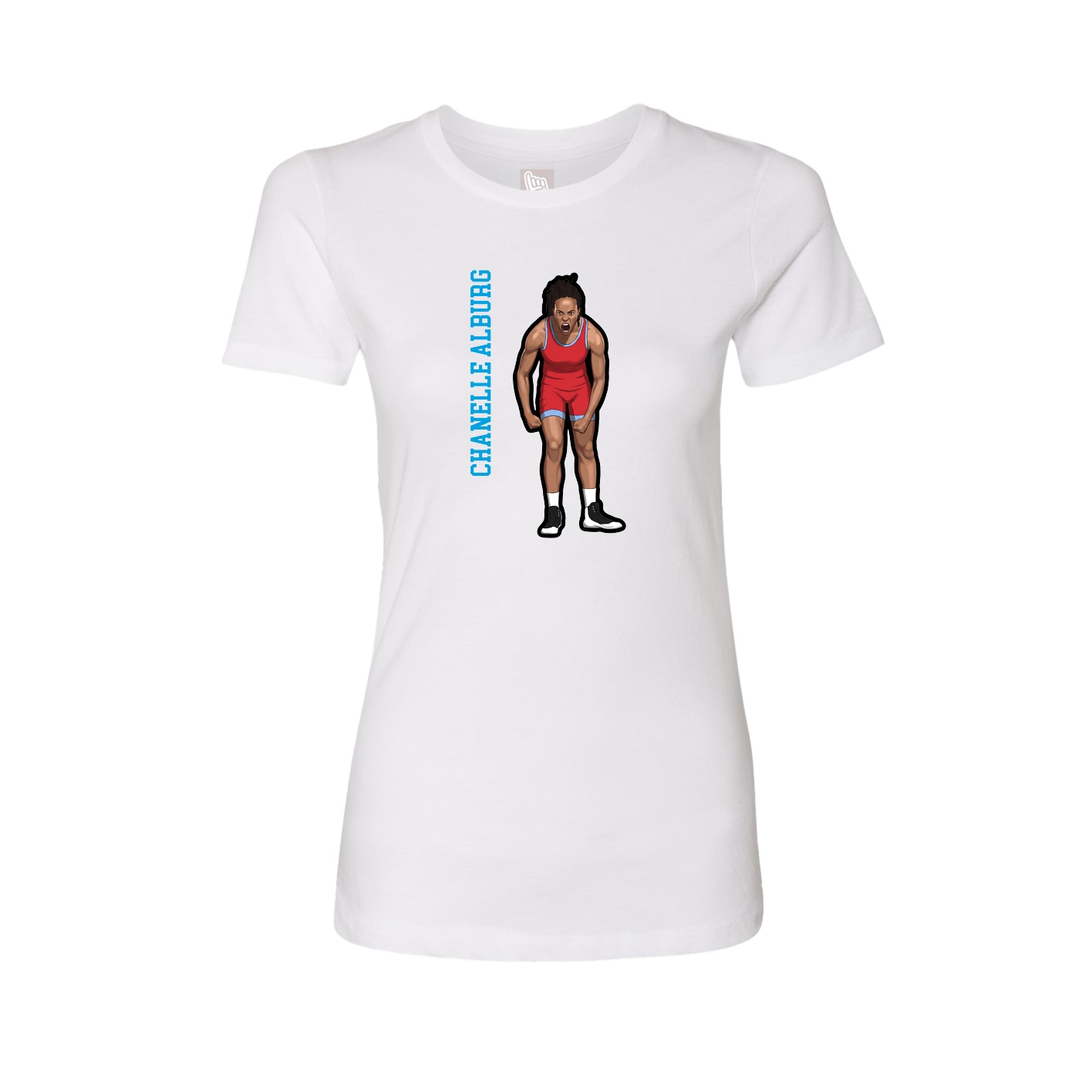 Fitted Women's Tee — Name Vertical in White