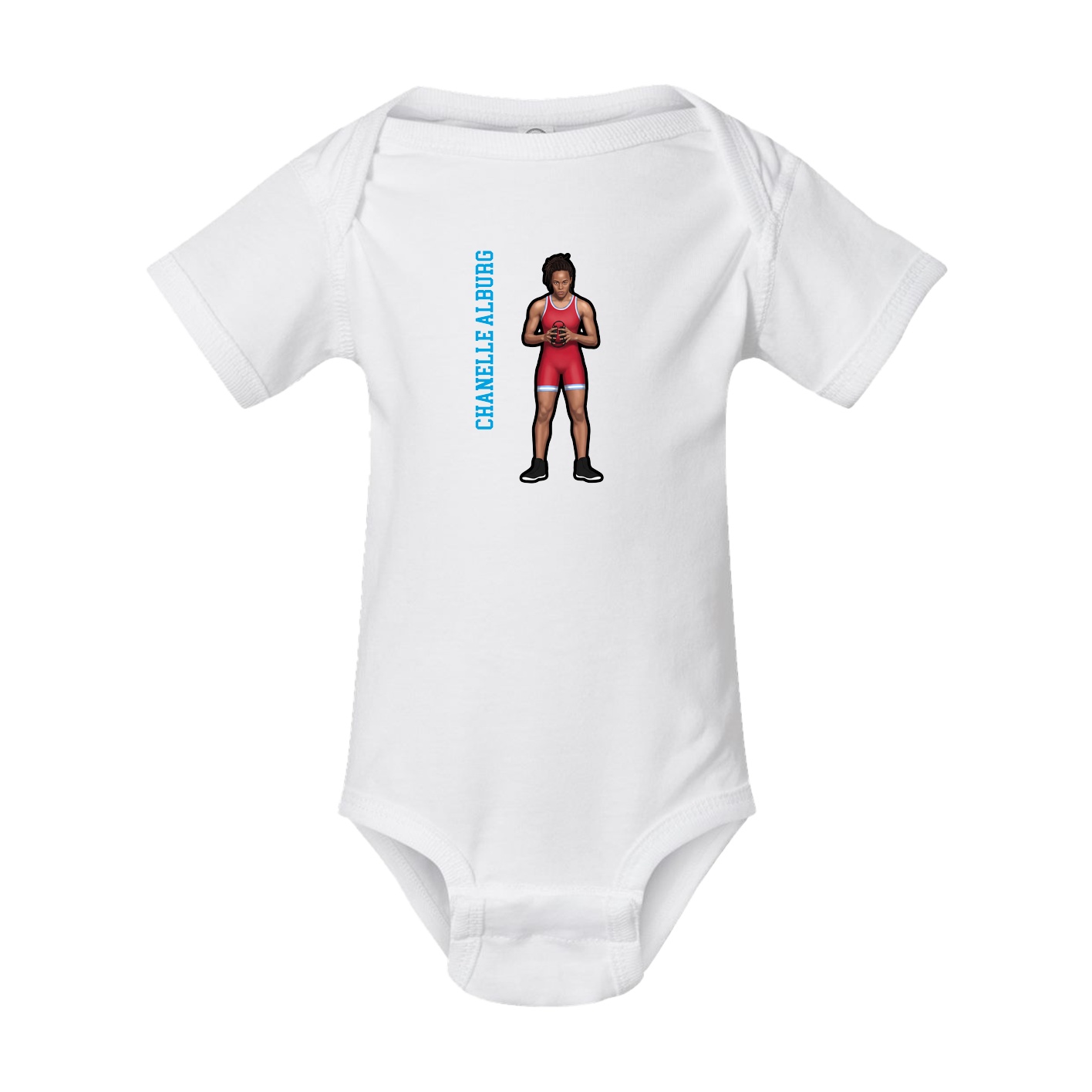 Baby Onesie — Name Vertical in White