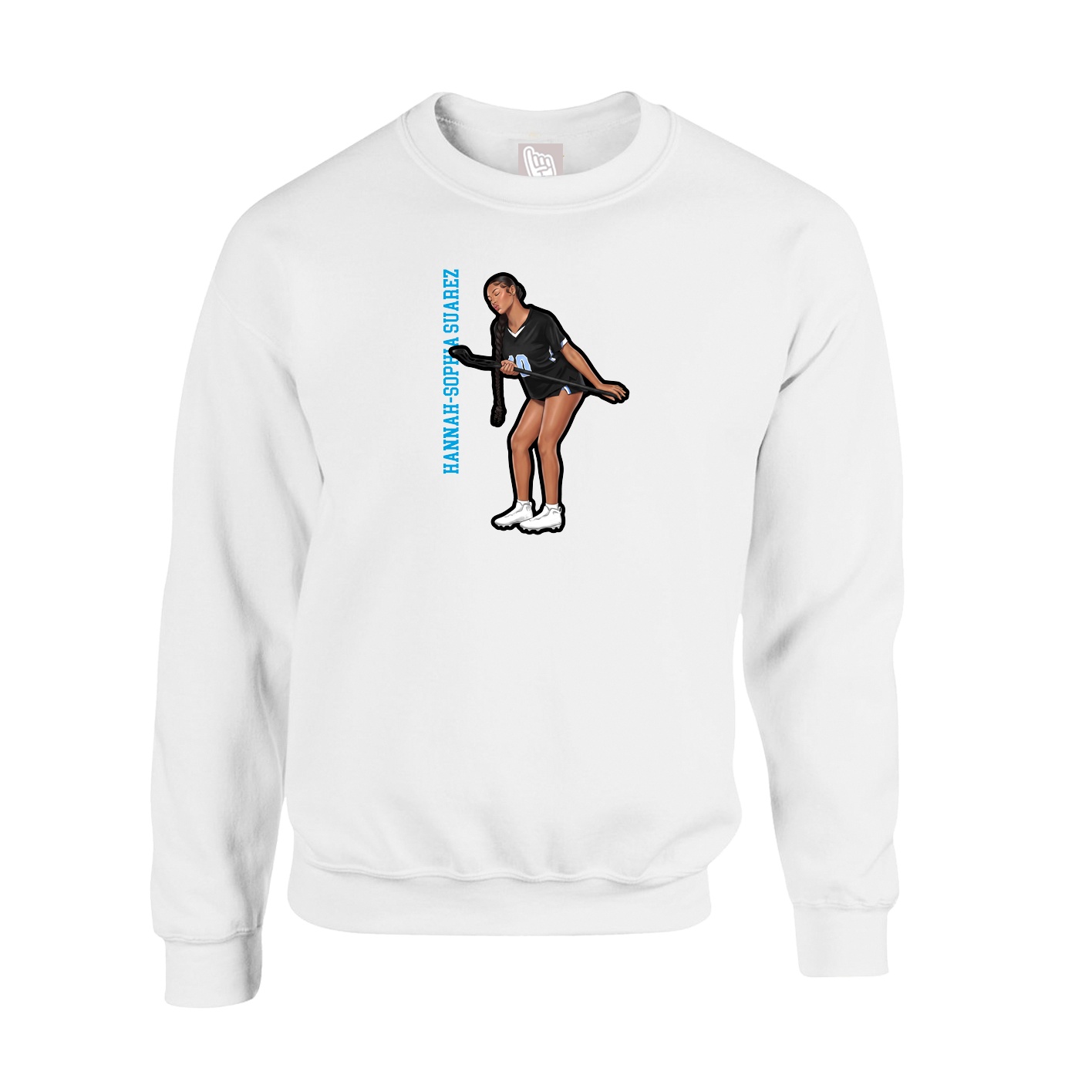 Fleece Crew — Name Vertical in White